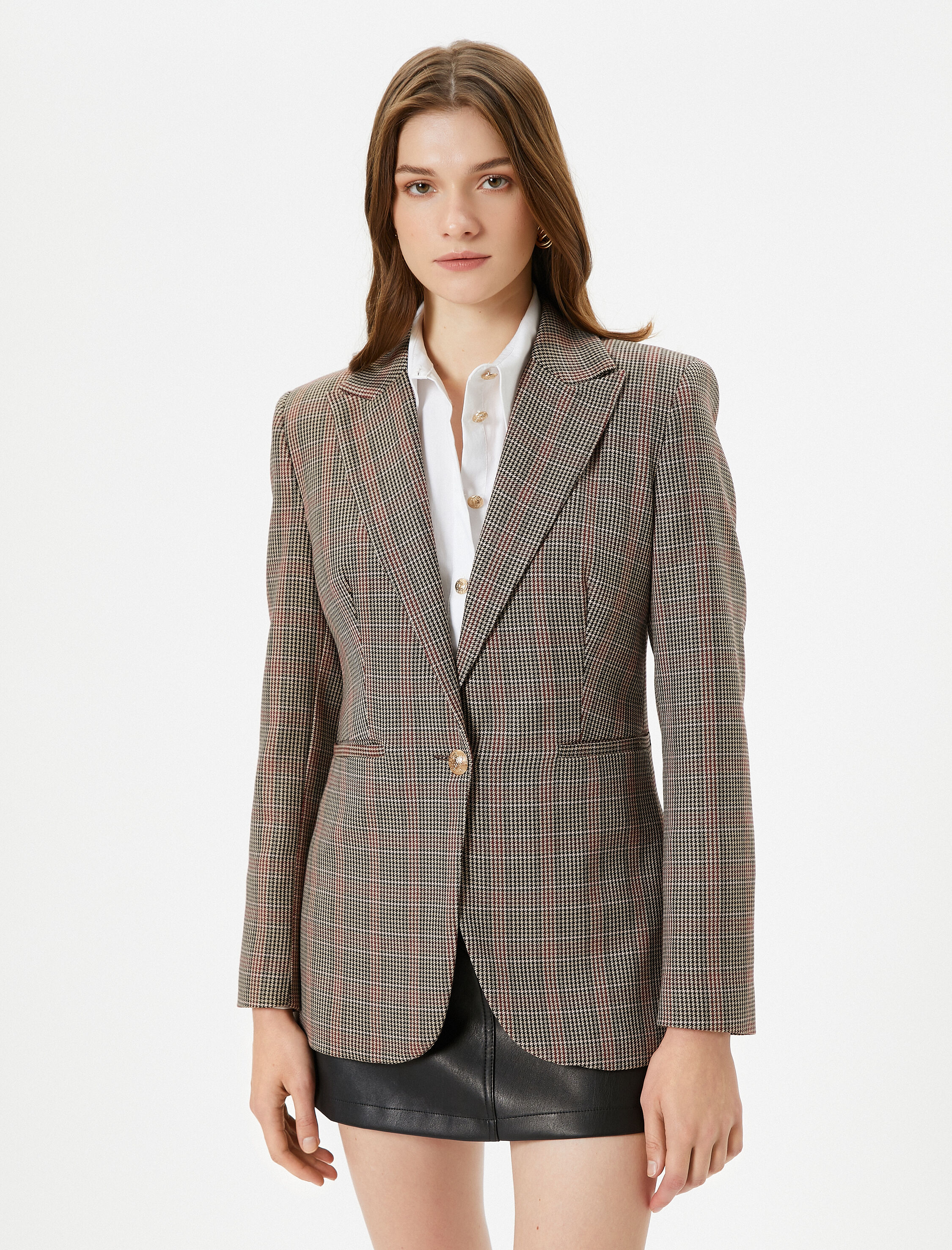   Tuba Ünsal X Koton - Ekoseli Blazer Ceket