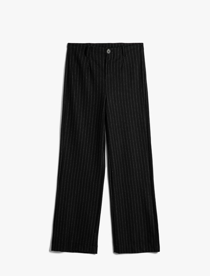  Geniş Paça Kumaş Pantolon Yüksek Bel Rahat Kalıp