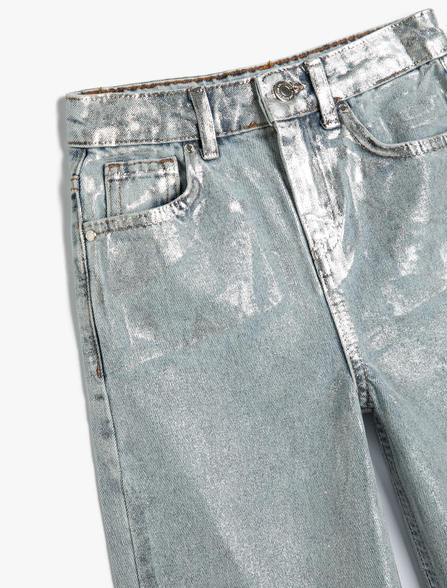  Kız Çocuk Bol Paça Pamuklu Kot Pantolon - Wide Leg Jean