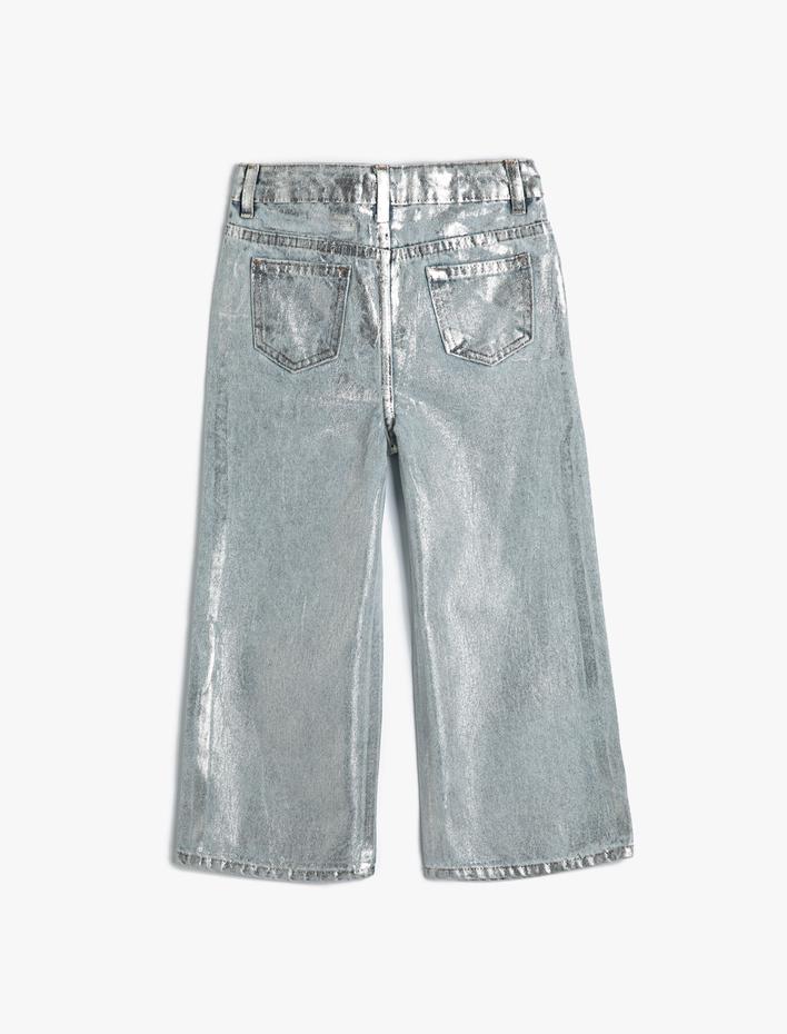 Kız Çocuk Bol Paça Pamuklu Kot Pantolon - Wide Leg Jean