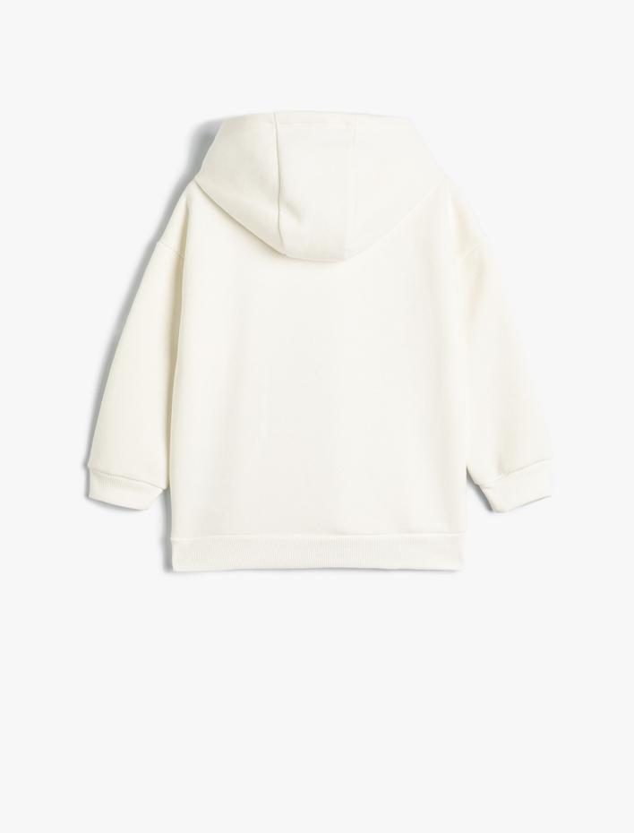 Kız Çocuk Kapşonlu Sweat Uzun Kollu Kayak Baskılı Şardonlu