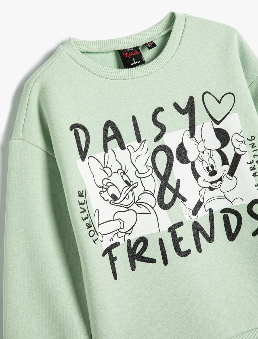  Kız Çocuk Daisy Duck ve Minnie Mouse Baskılı Sweat Lisanslı Şardonlu