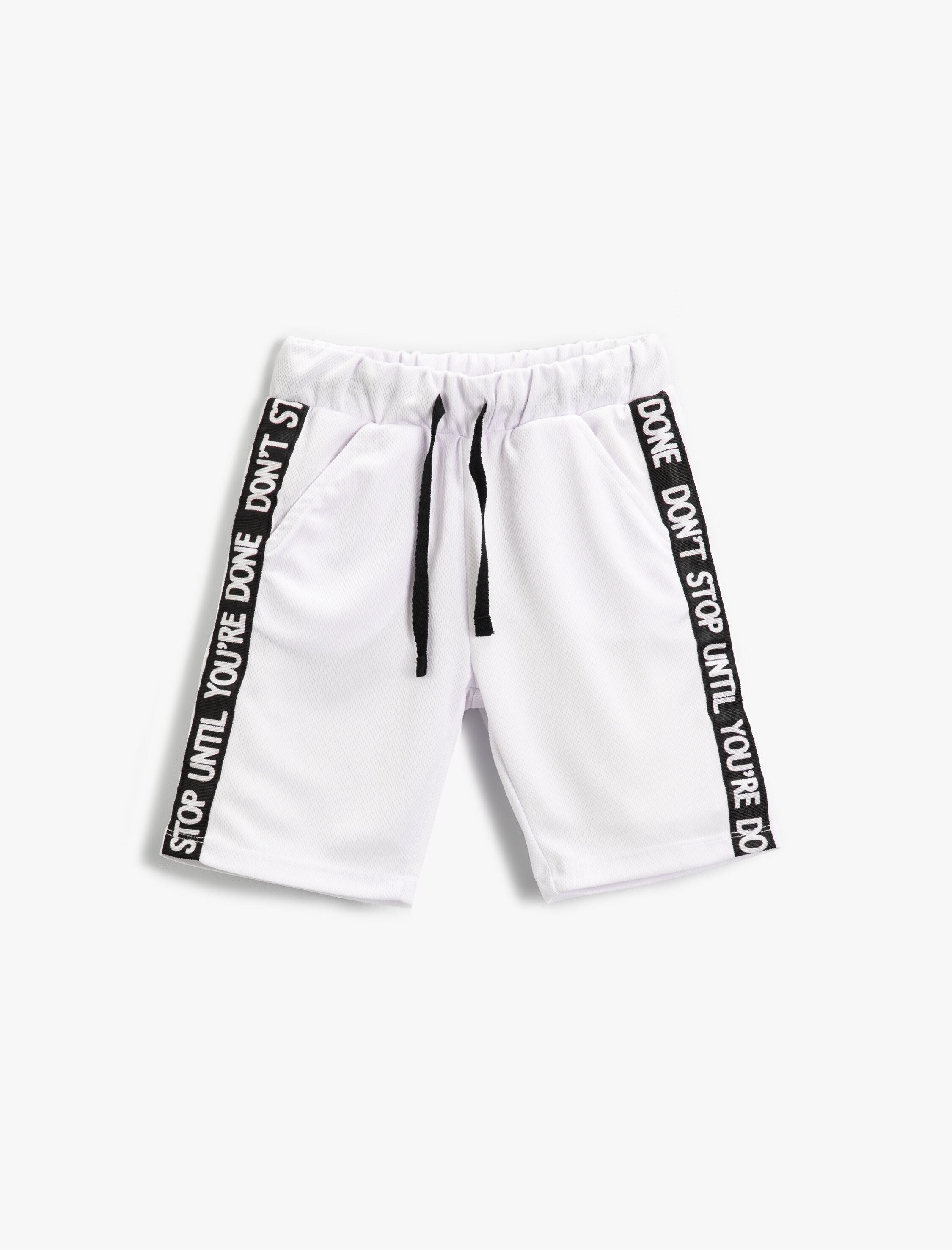  Erkek Çocuk Slogan Baskılı Şort Beli Bağcıklı