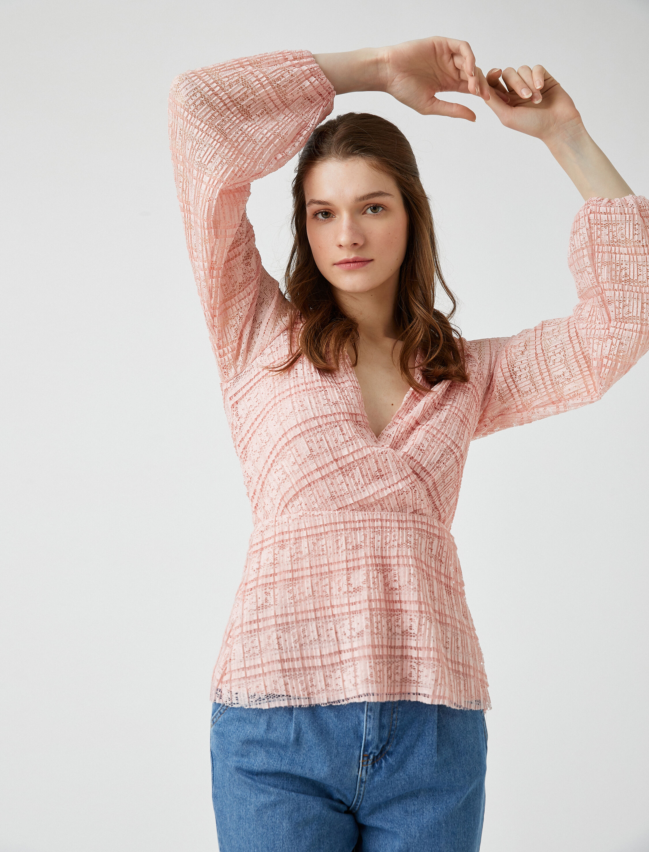   Dantel Detaylı Abiye Bluz