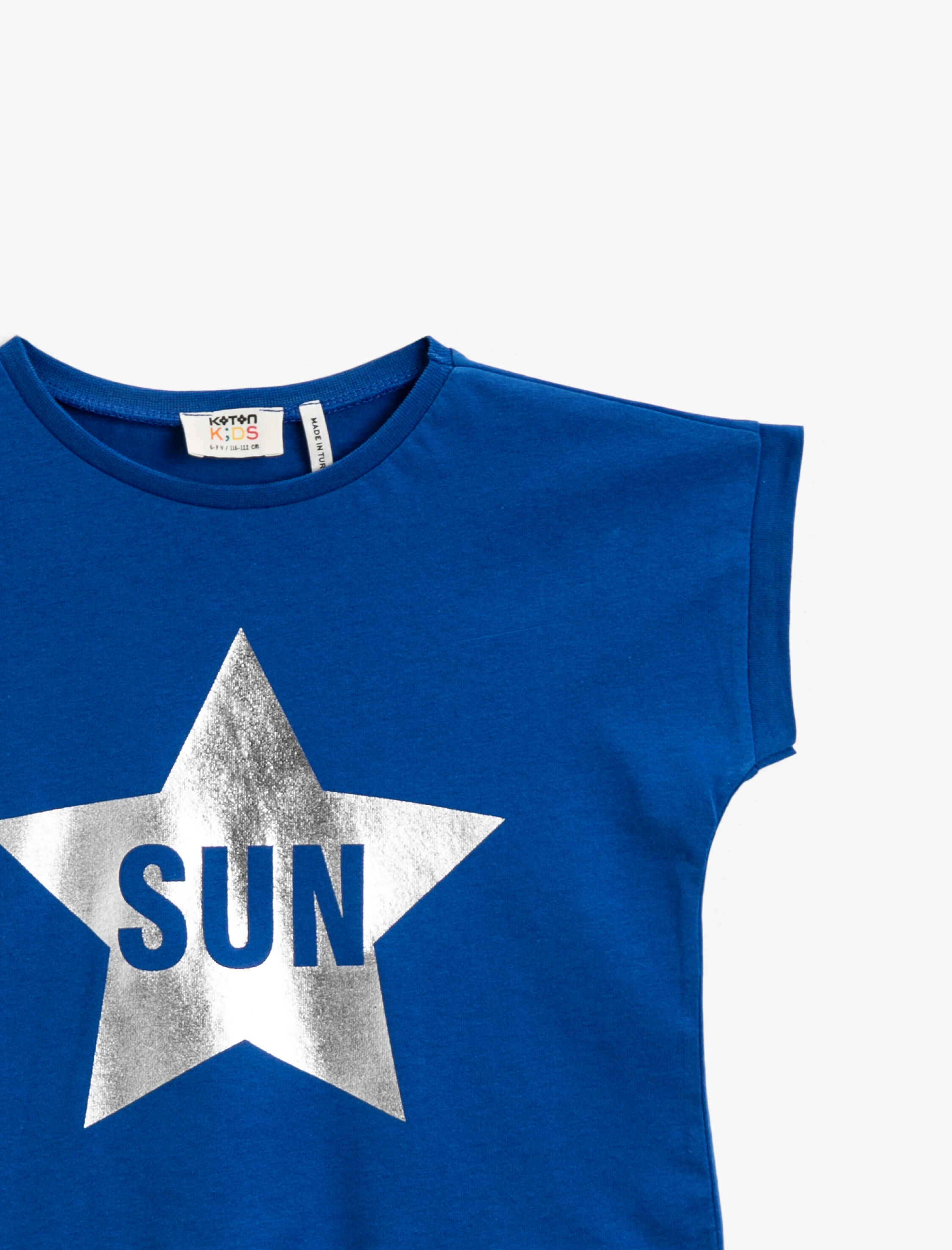 Kız Çocuk Baskılı Tişört Bisiklet Yaka Kısa Kollu Pamuklu