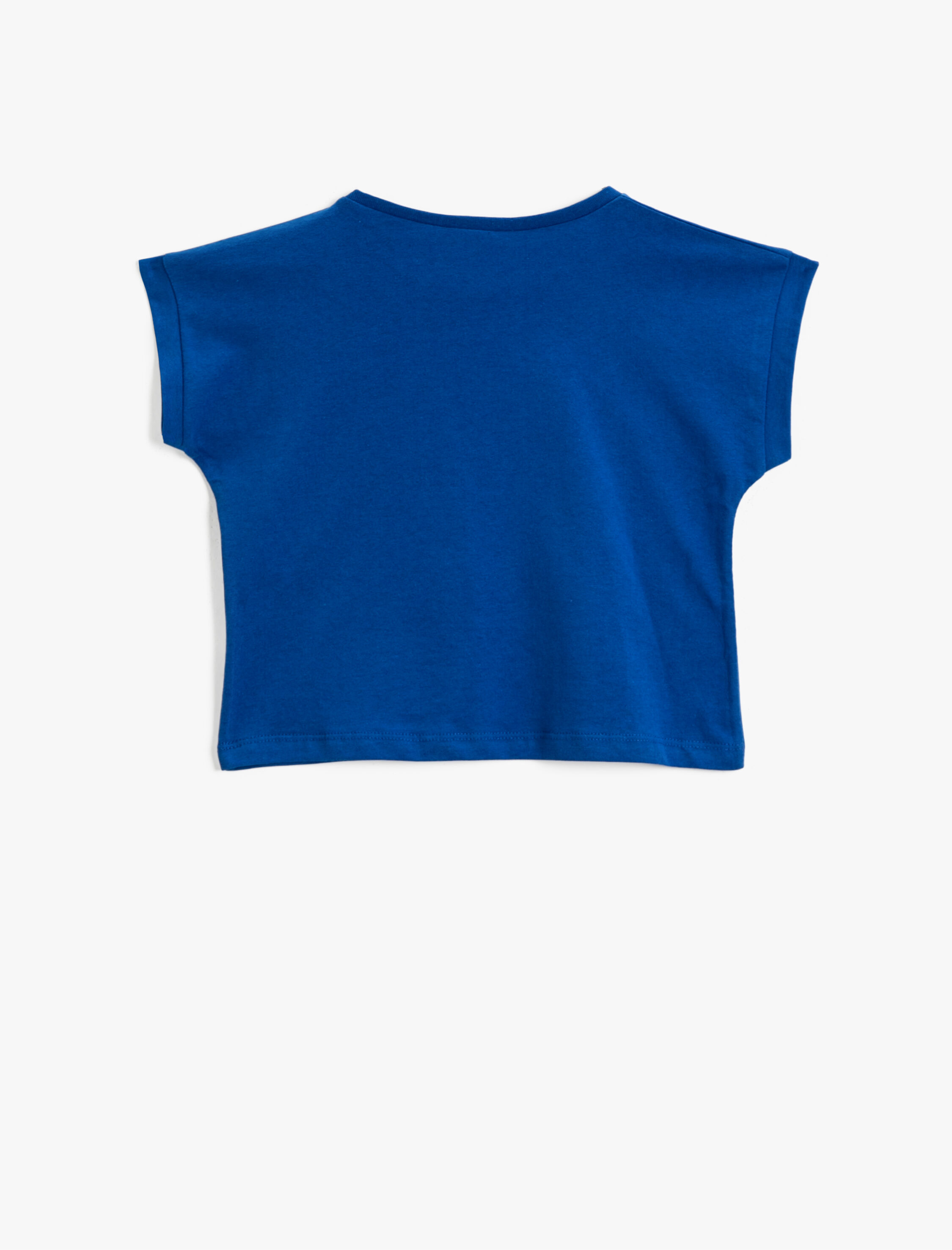 Kız Çocuk Baskılı Tişört Bisiklet Yaka Kısa Kollu Pamuklu