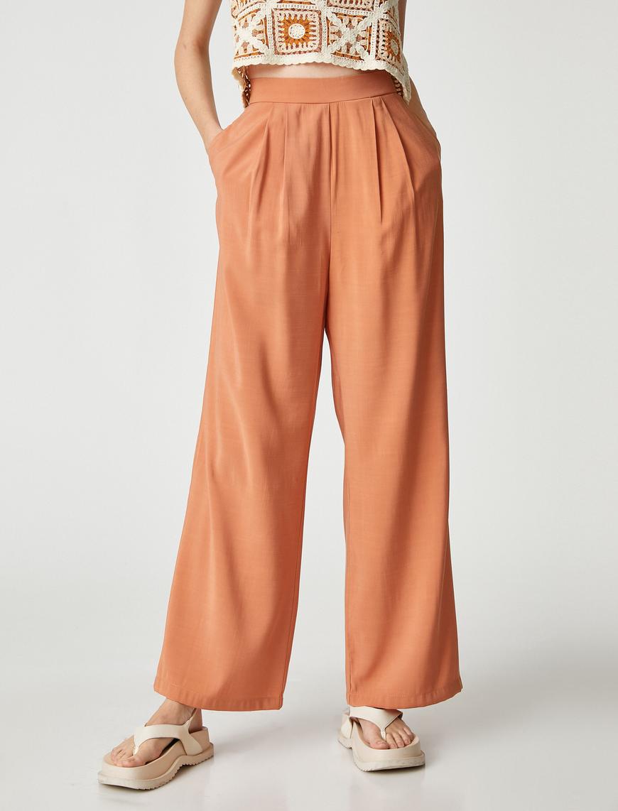   Pileli Bol Paça Pantolon