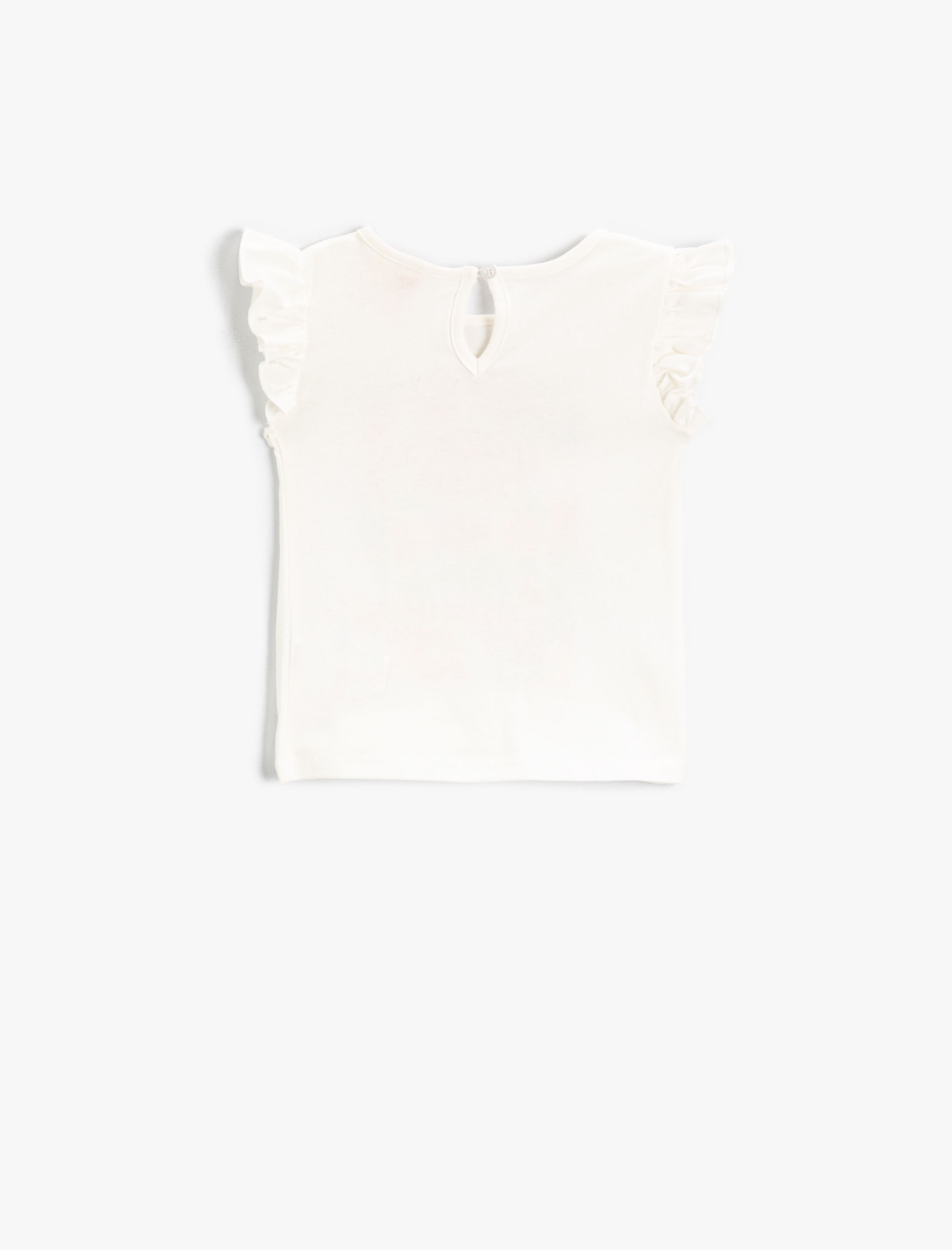  Kız Bebek Fırfırlı Kollu Baskılı Atlet Bisiklet Yaka Pamuklu