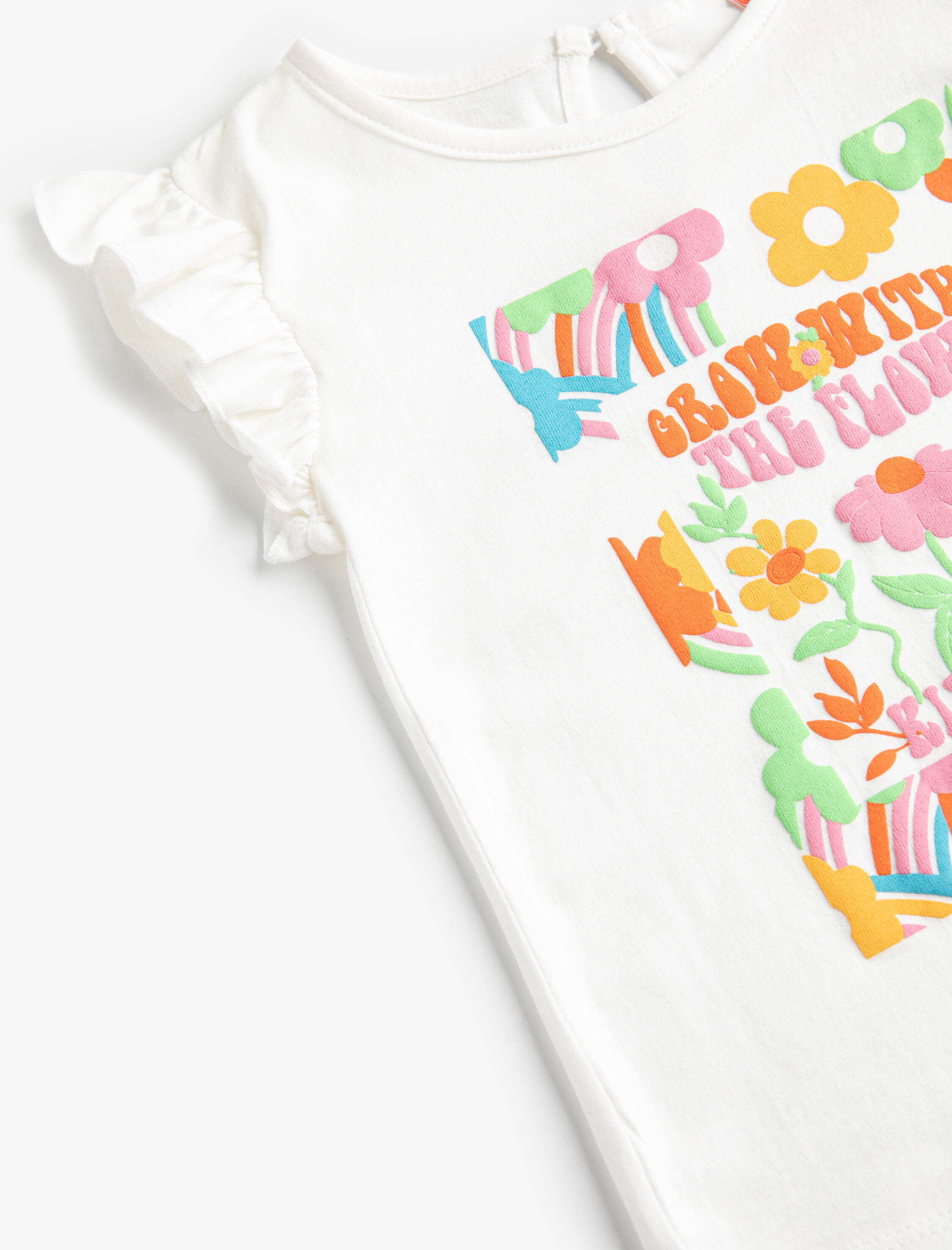  Kız Bebek Fırfırlı Kollu Baskılı Atlet Bisiklet Yaka Pamuklu