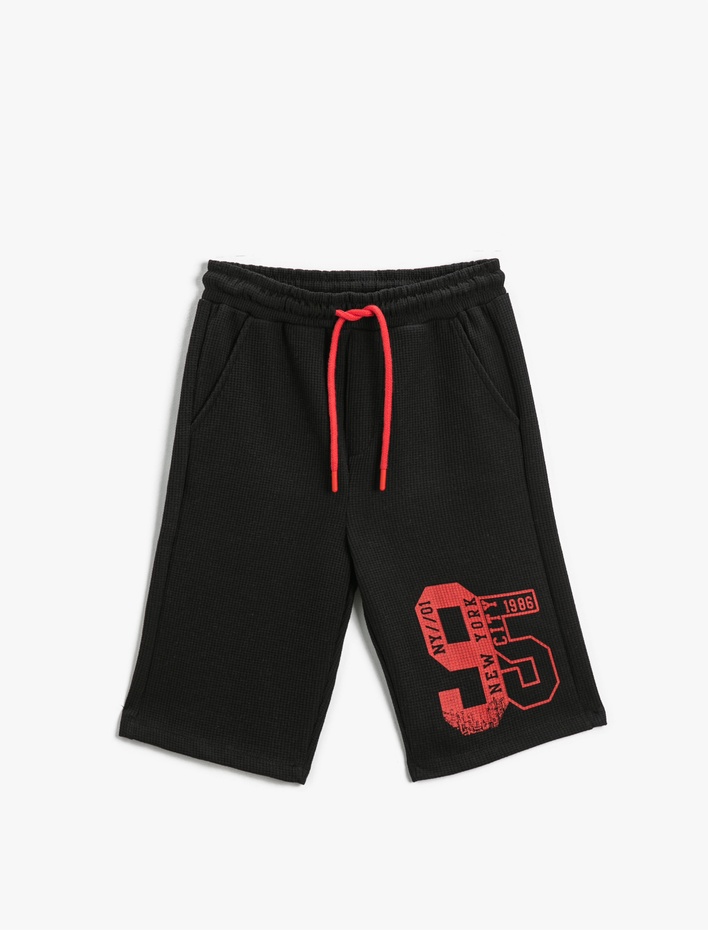 Erkek Çocuk Baskılı Beli Lastikli Şort Diz Üstü Cepli