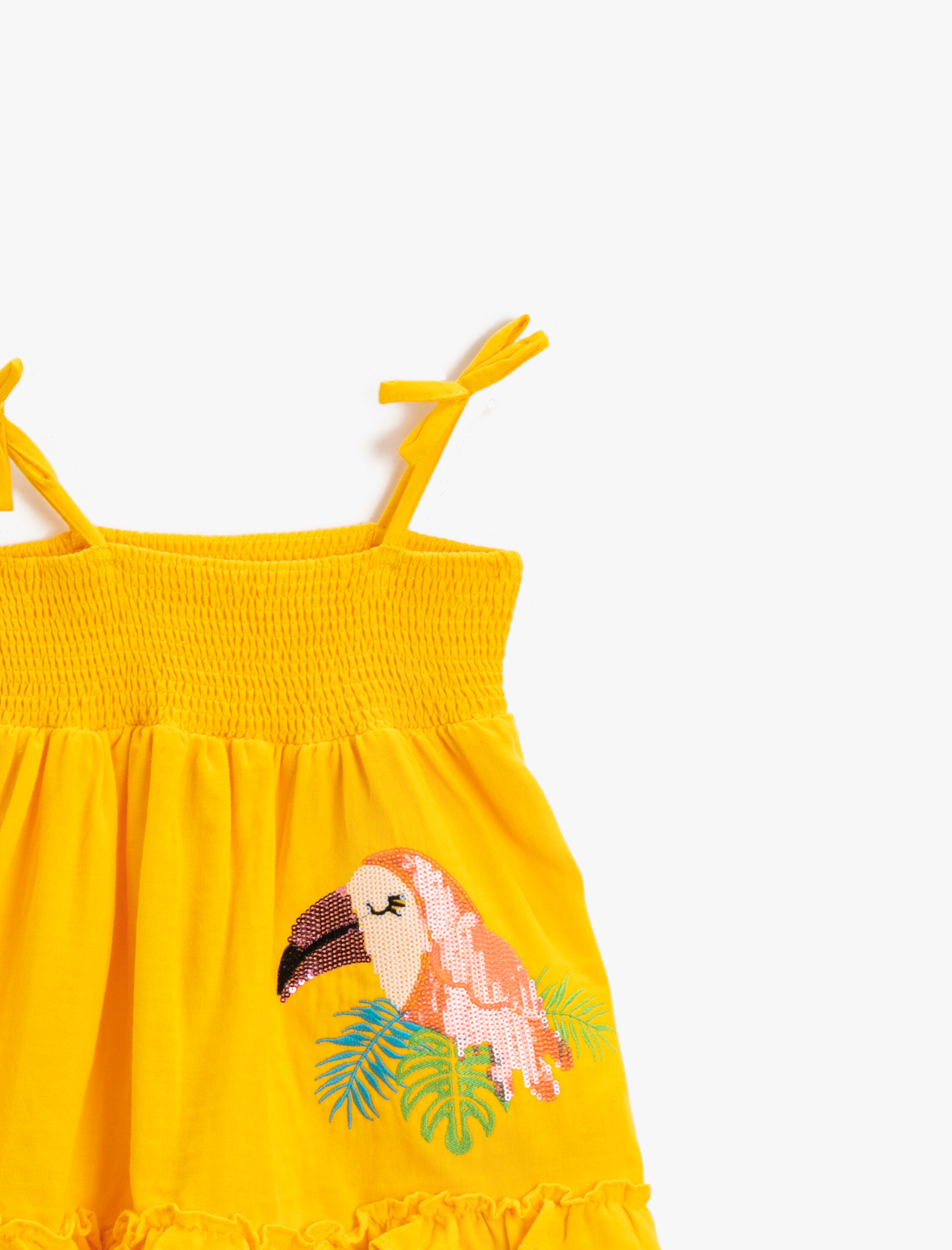  Kız Bebek Yazlık Elbise Kuş Nakışlı