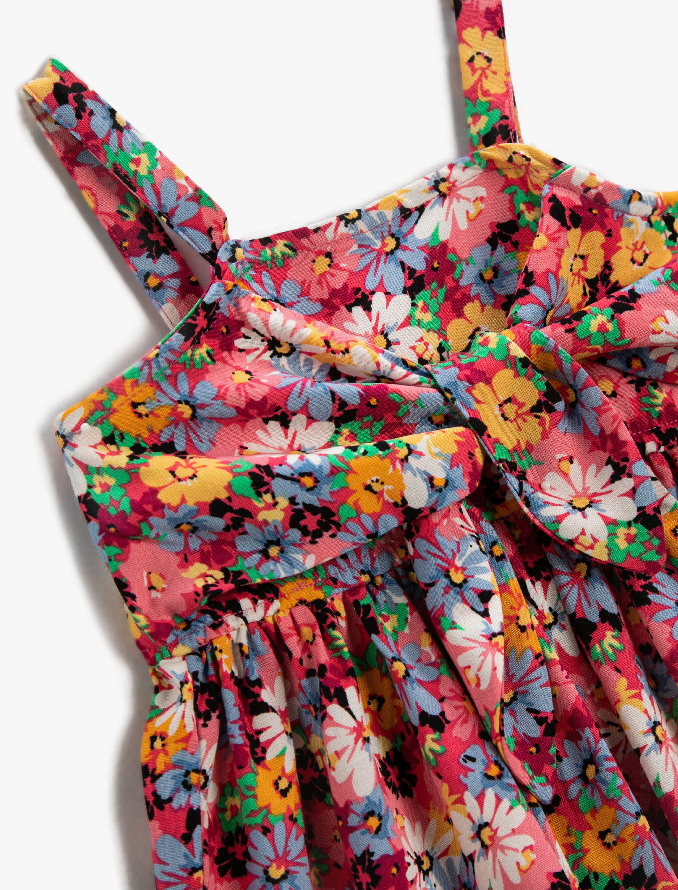  Kız Bebek Elbise Çiçekli Önden Bağlama Detaylı Pamuklu