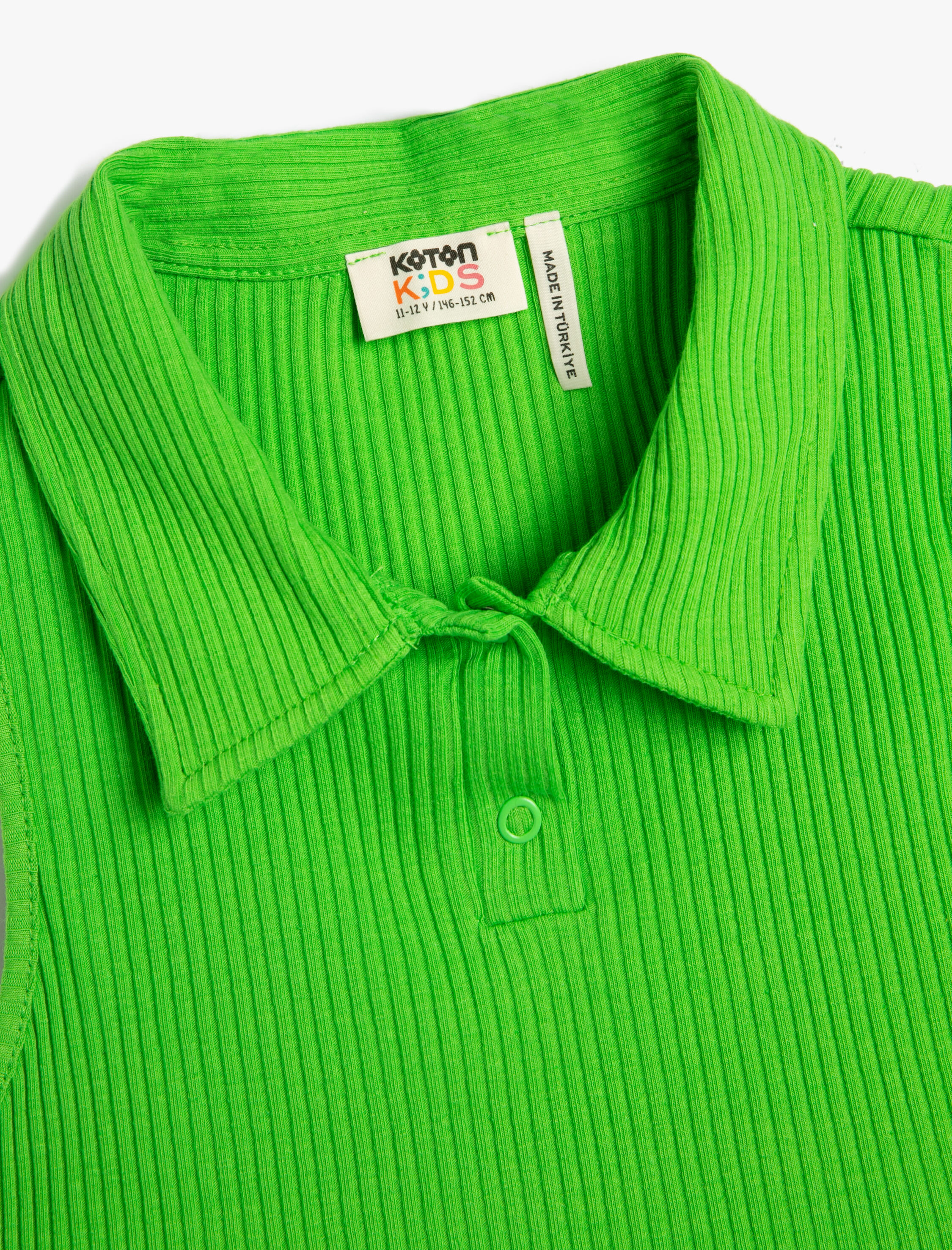  Kız Çocuk Polo Yaka Crop Üst Kolsuz Pamuklu Ribanalı