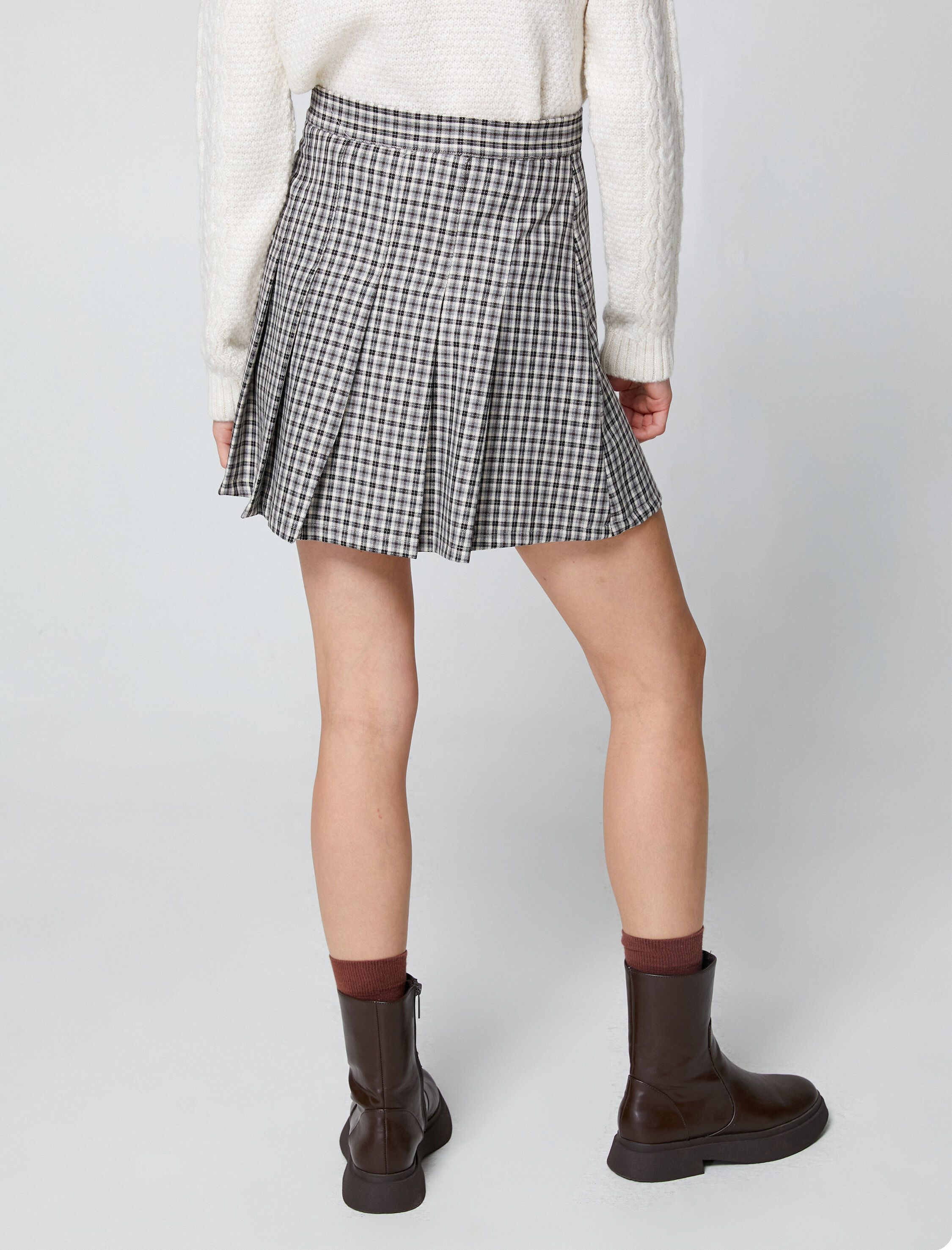   Pileli Mini Etek Viskon Kumaş Karışımlı