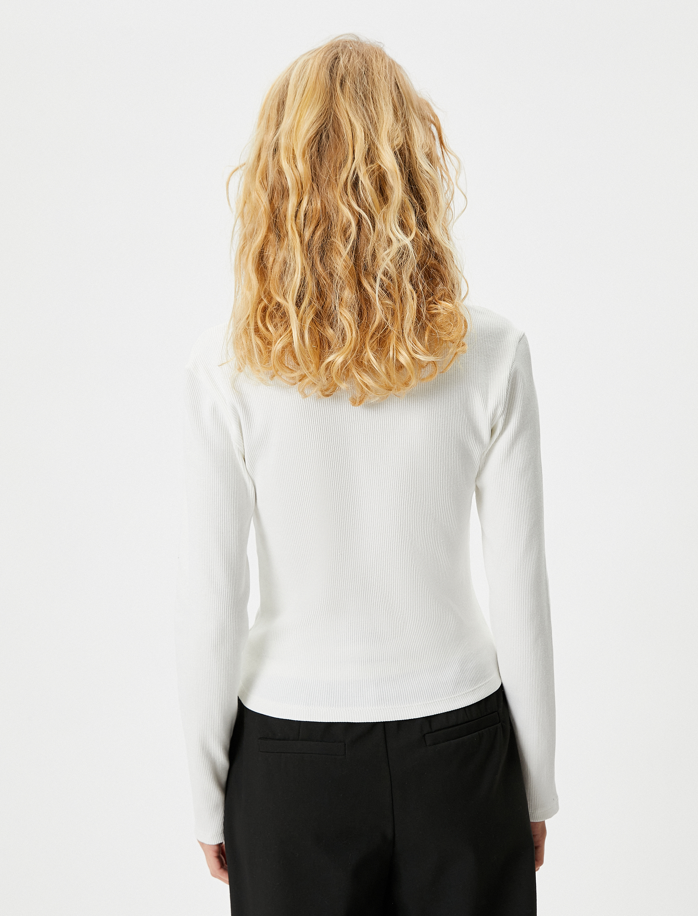   Fermuarlı Tişört Gömlek Yaka Uzun Kollu Kaşkorse Pamuklu