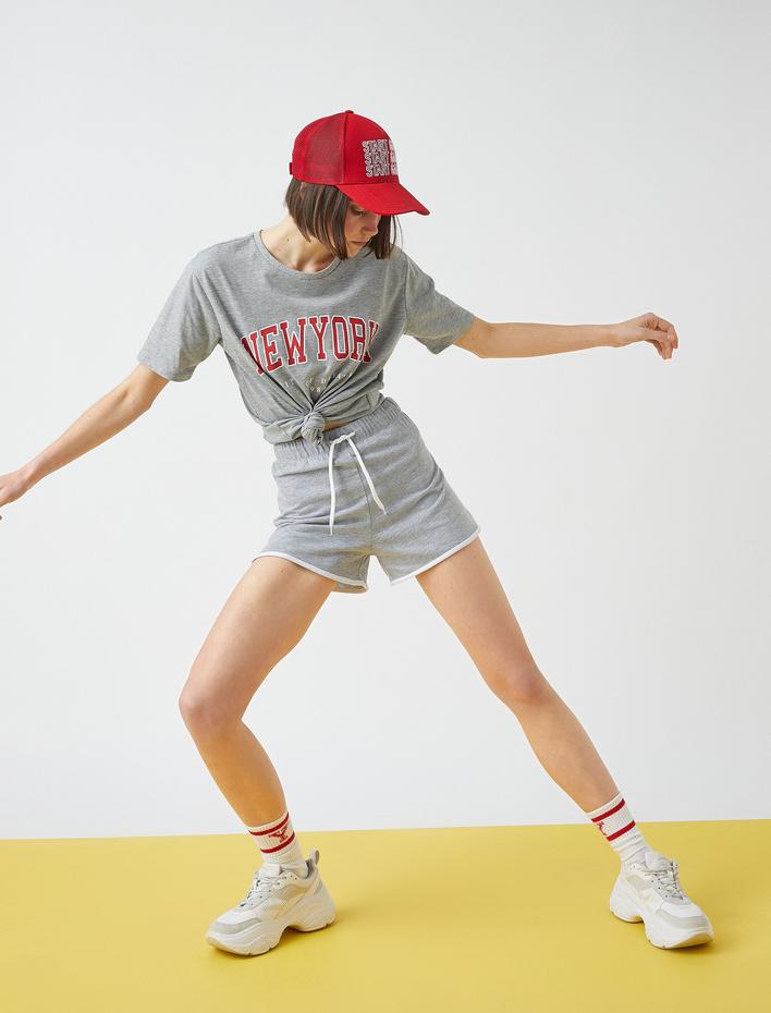  Mini Şort Beli Bağlamalı Biyeli