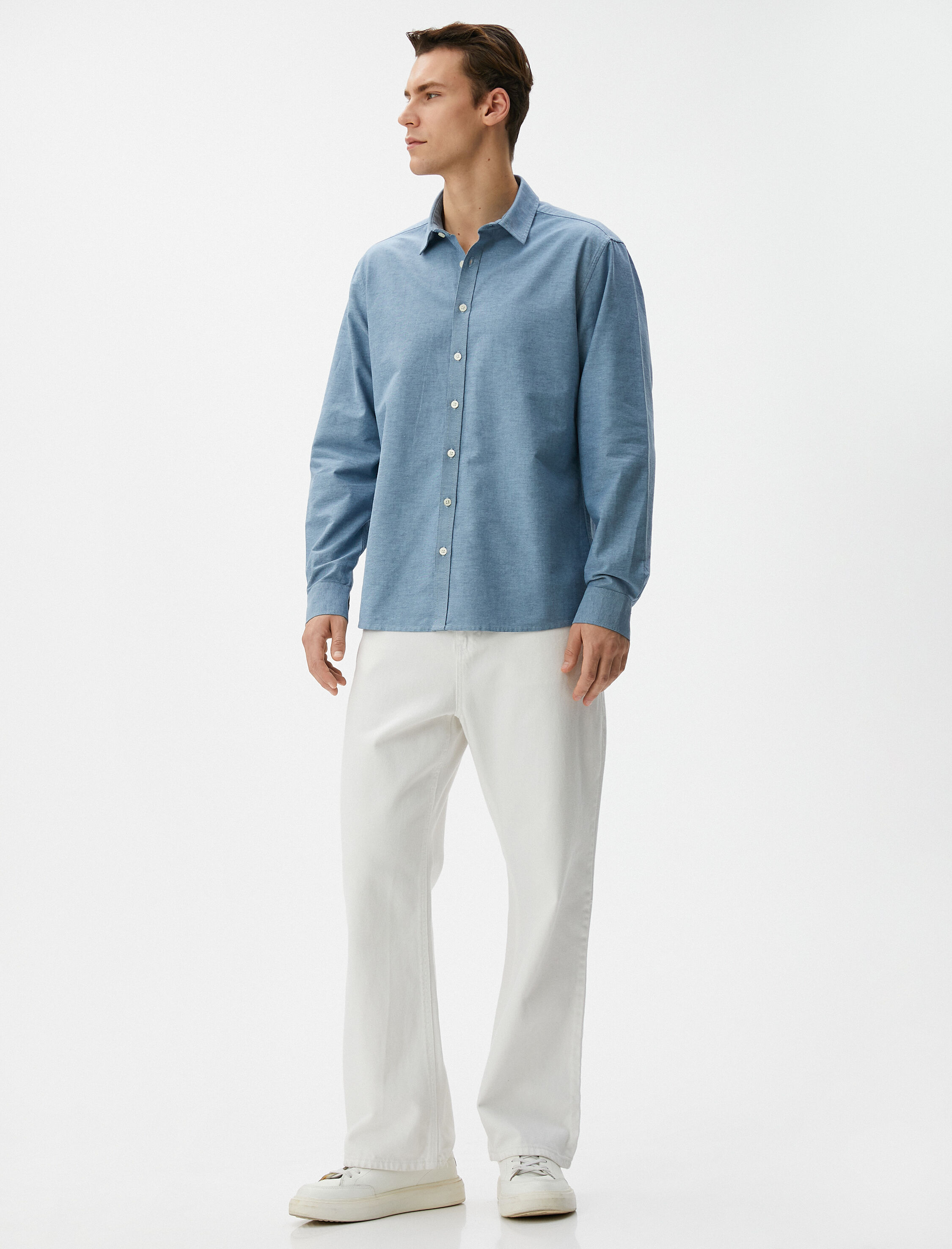   Klasik Gömlek Uzun Kollu Düğmeli Pamuklu