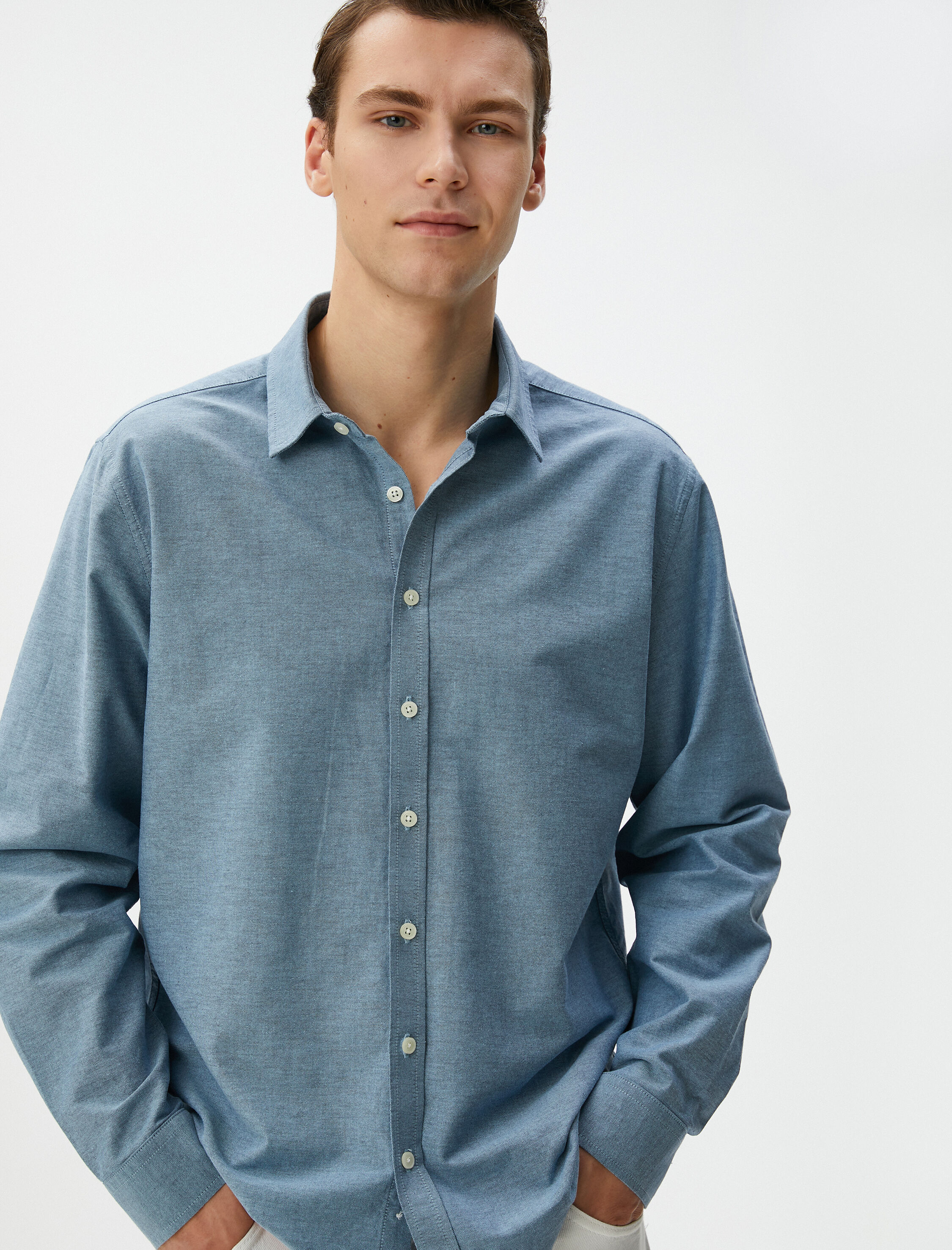   Klasik Gömlek Uzun Kollu Düğmeli Pamuklu