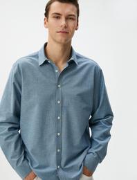 Klasik Gömlek Uzun Kollu Düğmeli Pamuklu