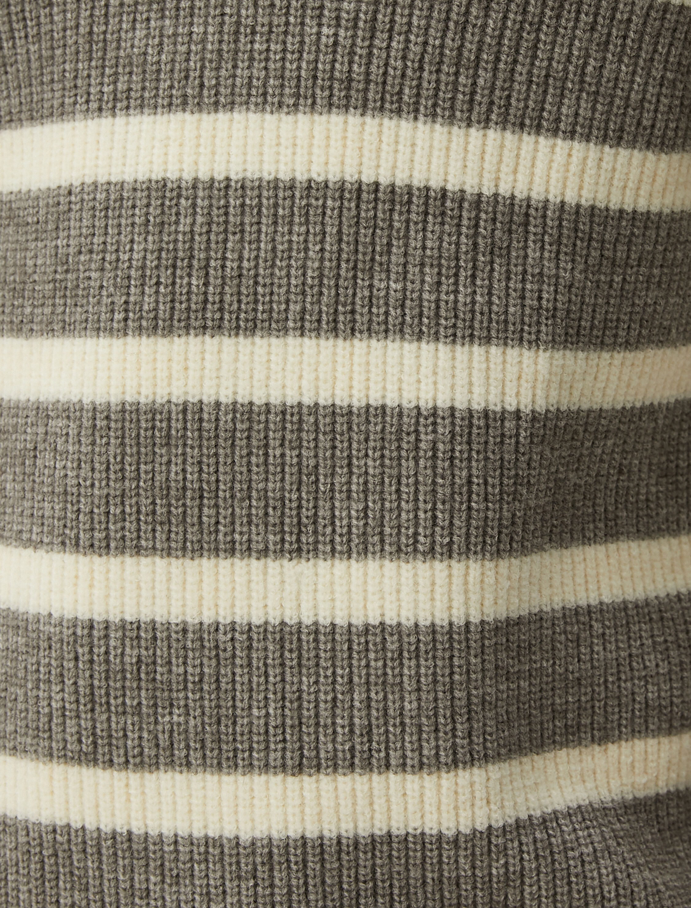 Yarım Fermuarlı Triko Kazak Çizgili Uzun Kollu