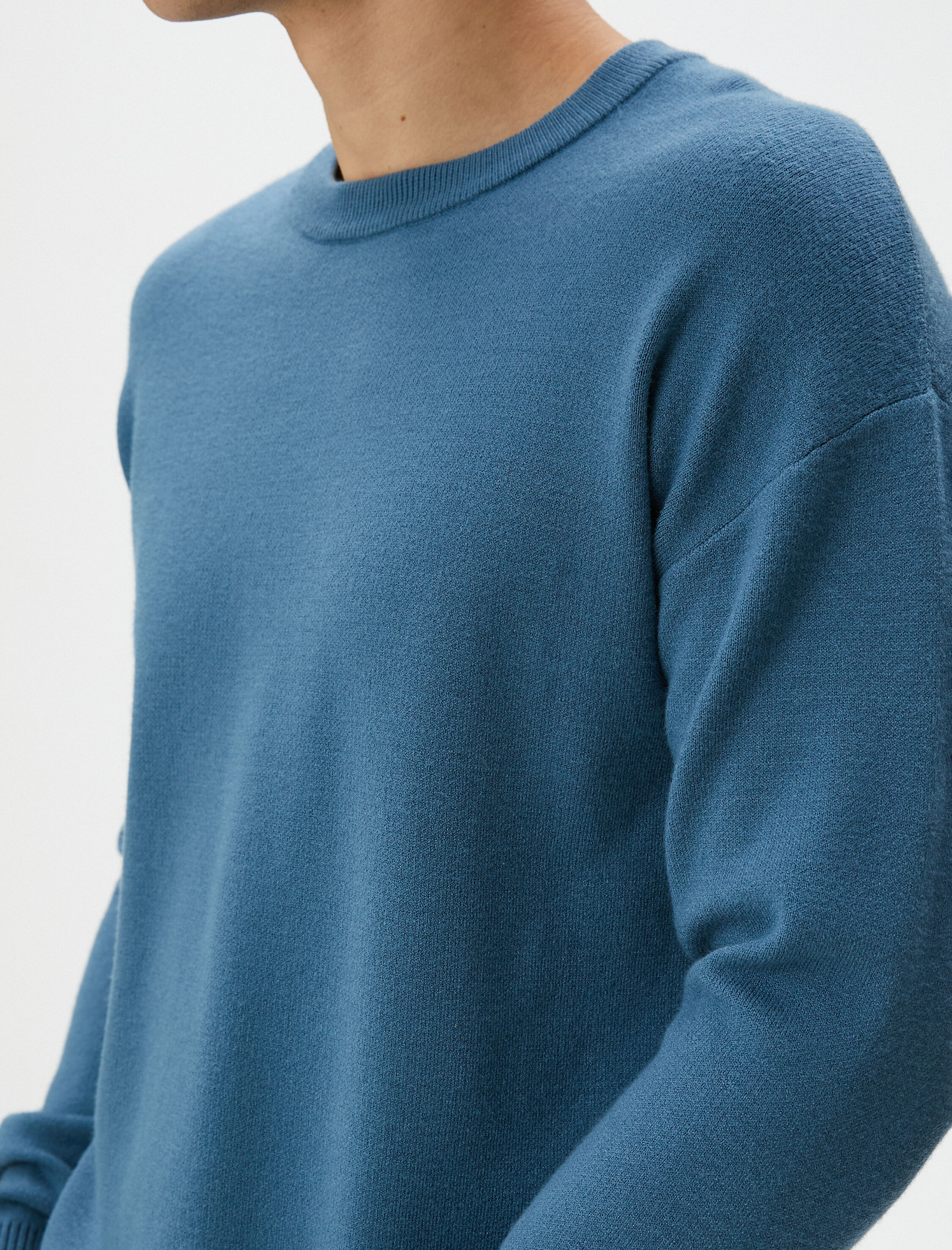   Basic Triko Kazak Bisiklet Yaka Yumuşak Dokulu Uzun Kollu