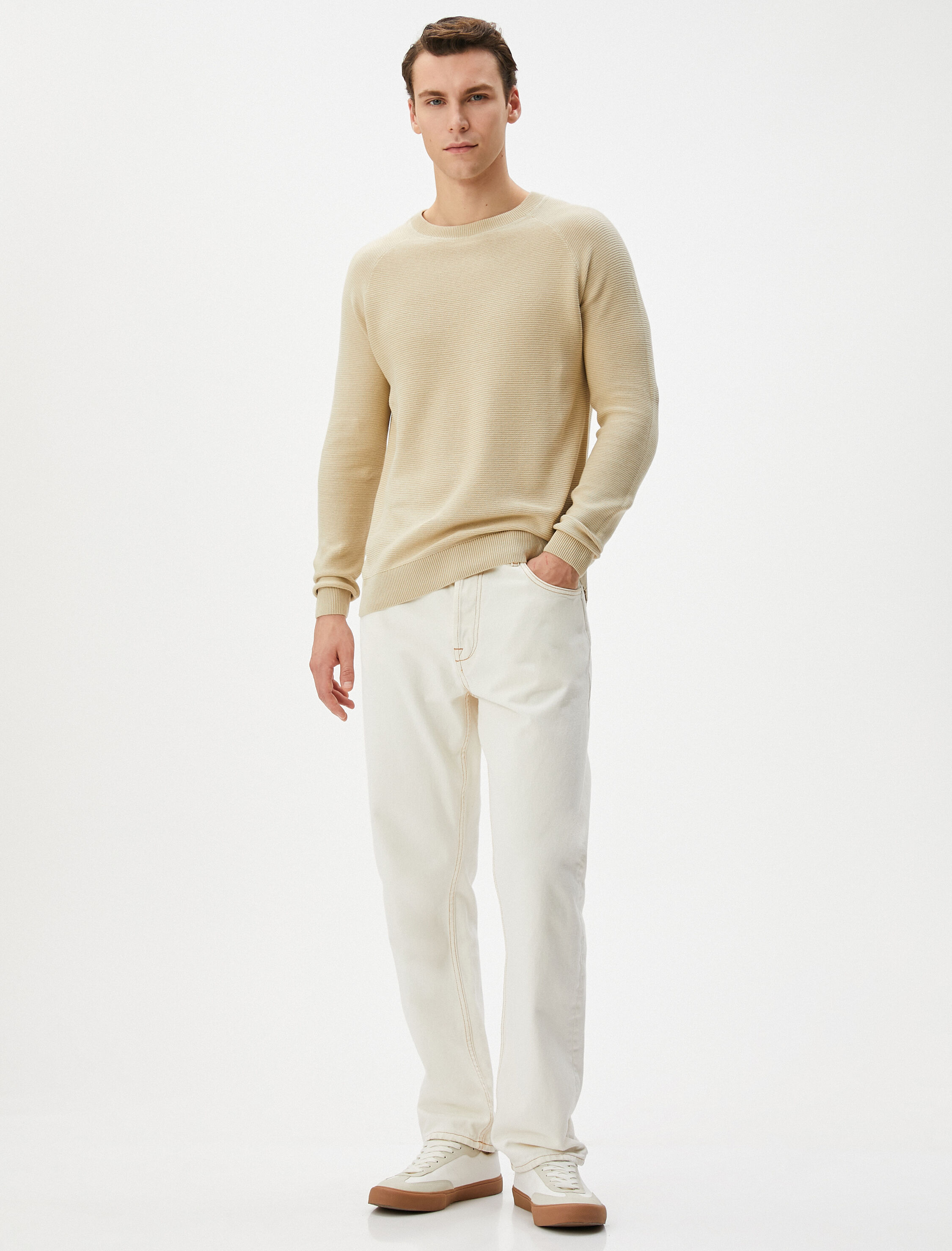   Triko Kazak Basic Bisiklet Yaka Reglan Kol Pamuklu