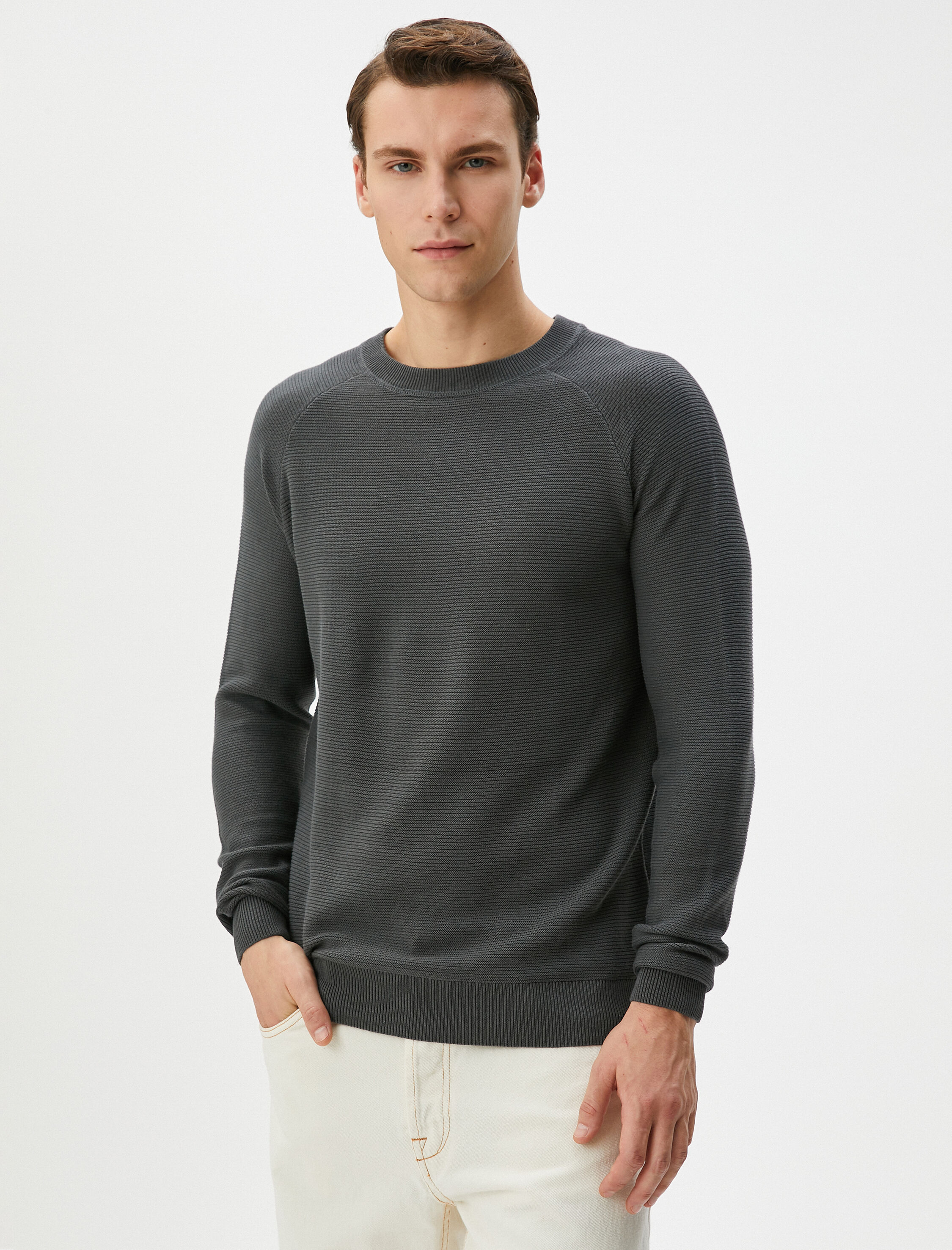   Triko Kazak Basic Bisiklet Yaka Reglan Kol Pamuklu