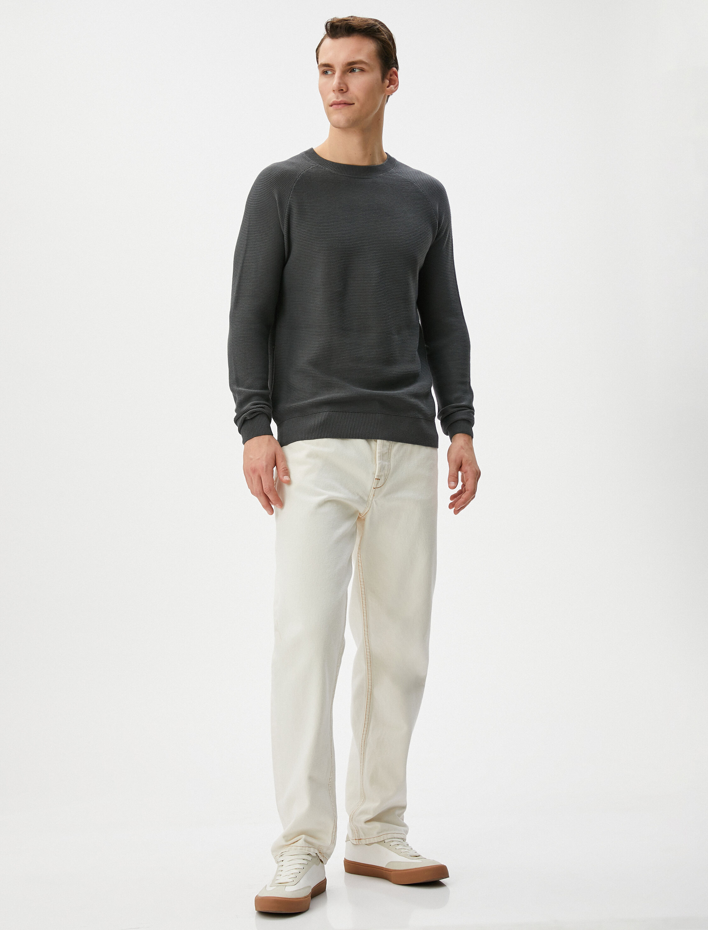   Triko Kazak Basic Bisiklet Yaka Reglan Kol Pamuklu