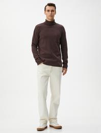 Boğazlı Kazak Triko Cep Detaylı Uzun Kollu