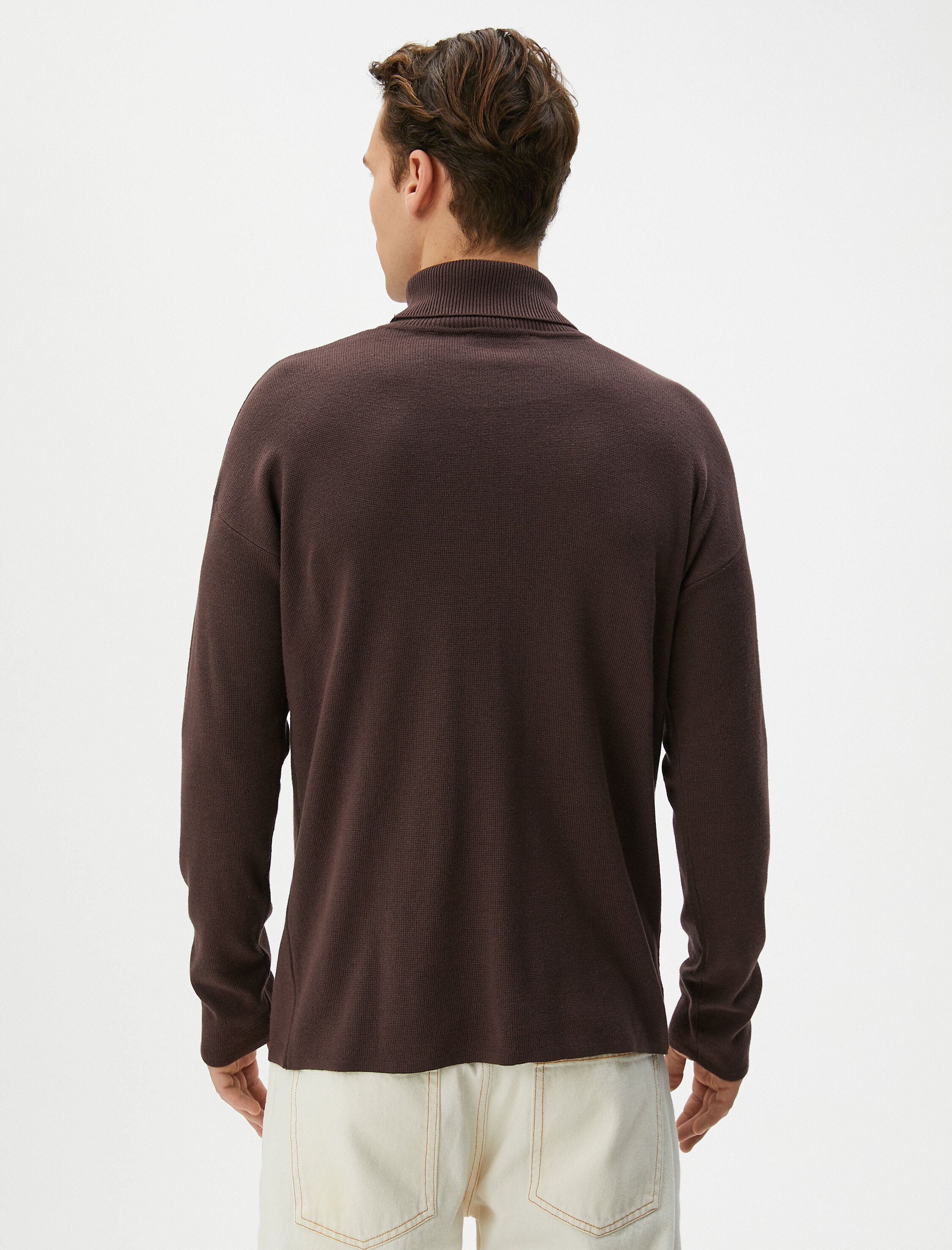   Boğazlı Kazak Triko Cep Detaylı Uzun Kollu