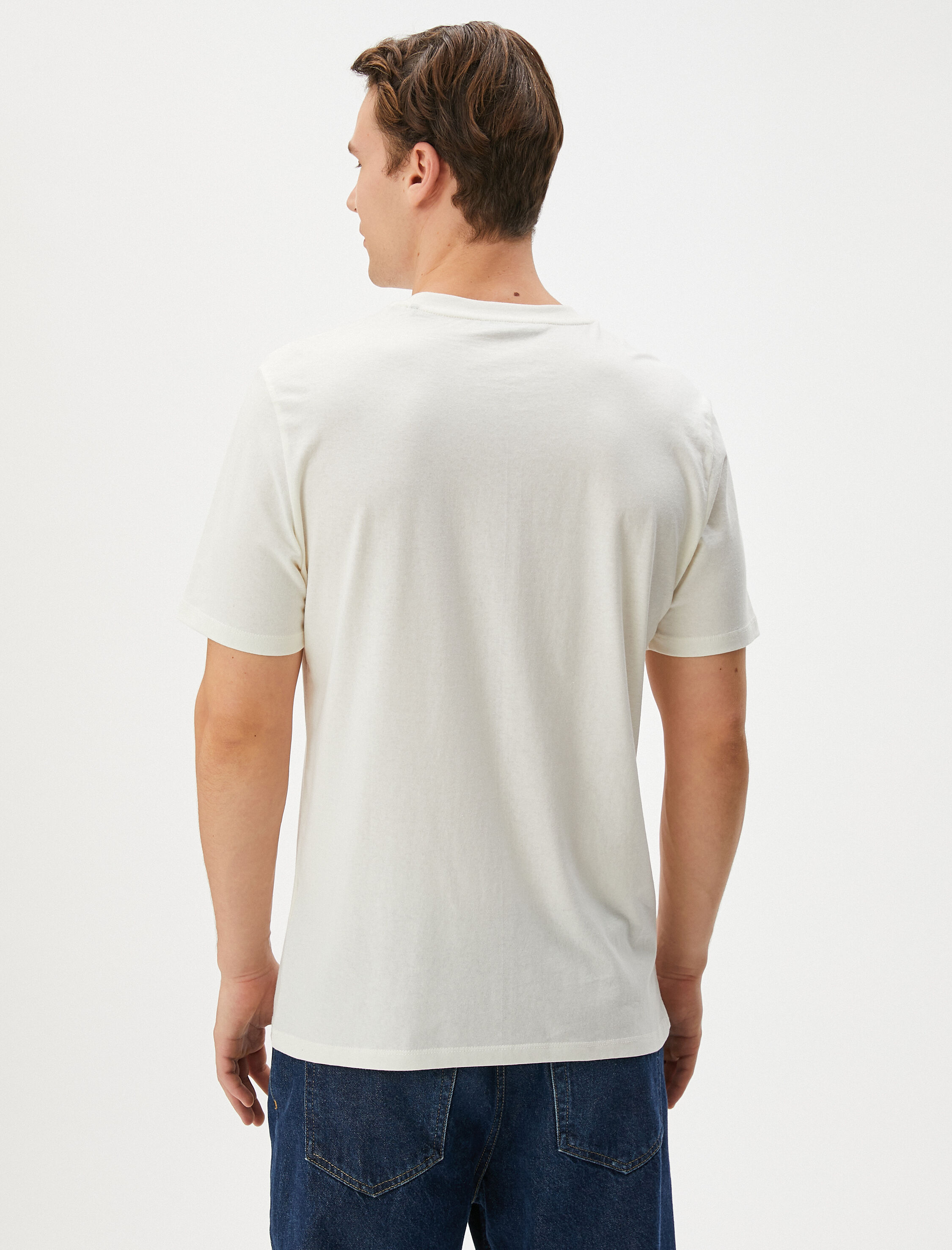   Slogan Baskılı Tişört Kısa Kollu Bisiklet Yaka Pamuklu