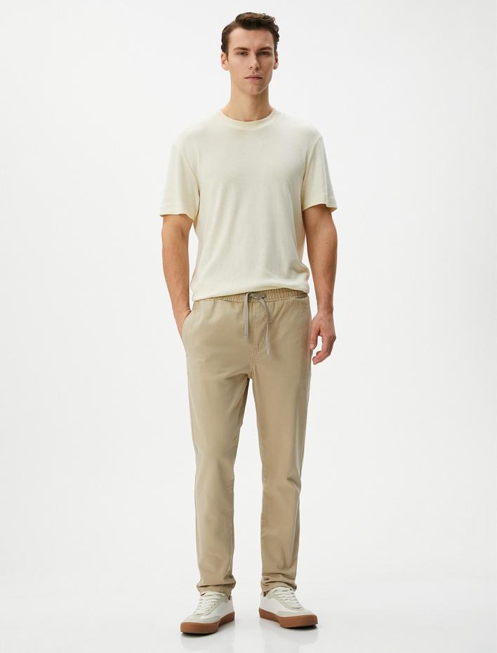  Beli Bağcıklı Pantolon Dokuma Cep Detaylı