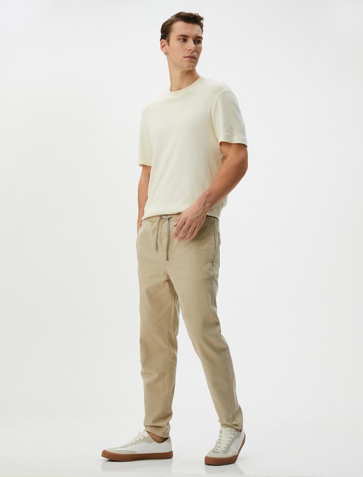  Beli Bağcıklı Pantolon Dokuma Cep Detaylı