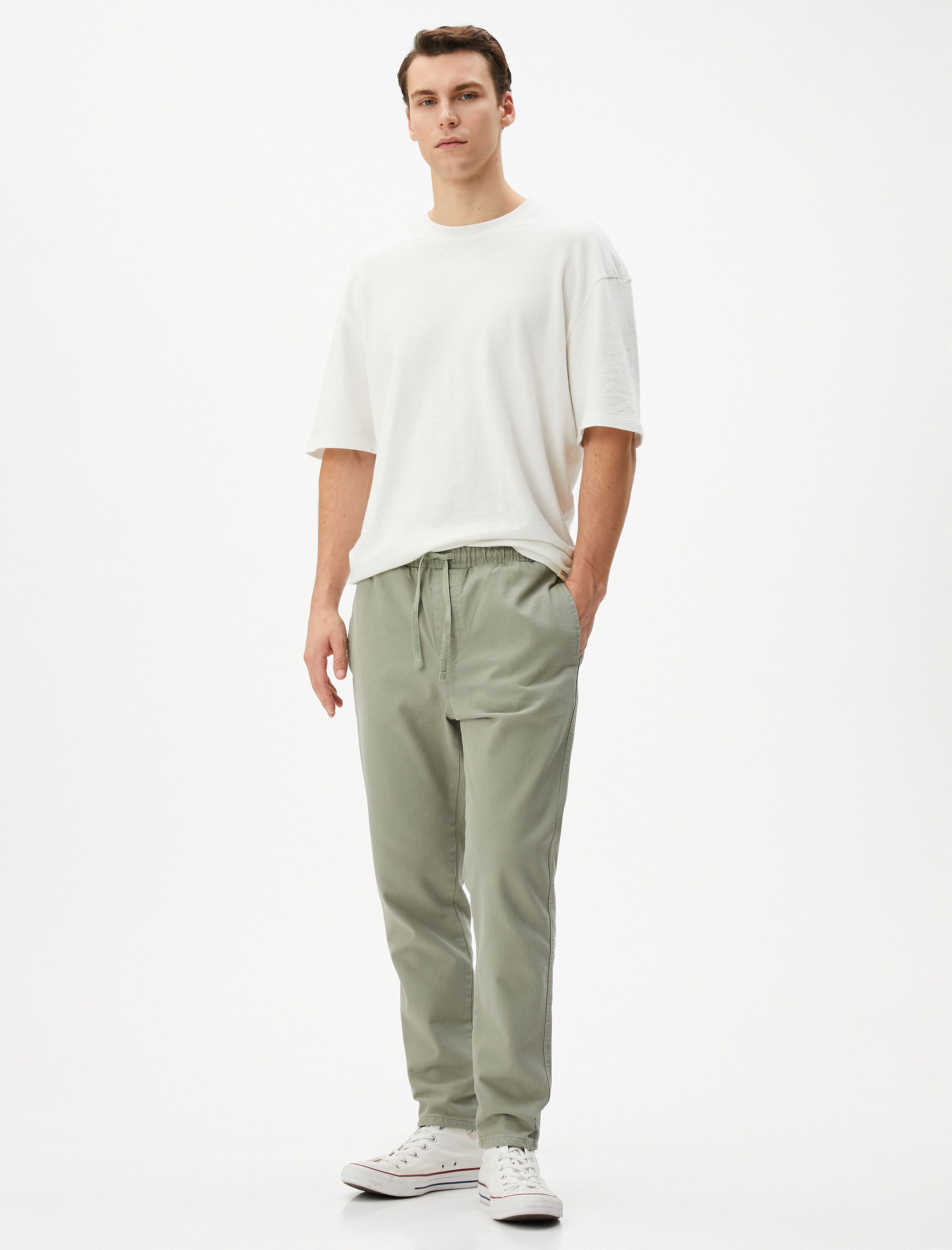   Beli Bağcıklı Pantolon Dokuma Cep Detaylı