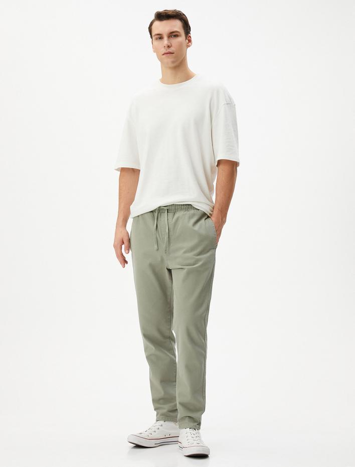  Beli Bağcıklı Pantolon Dokuma Cep Detaylı