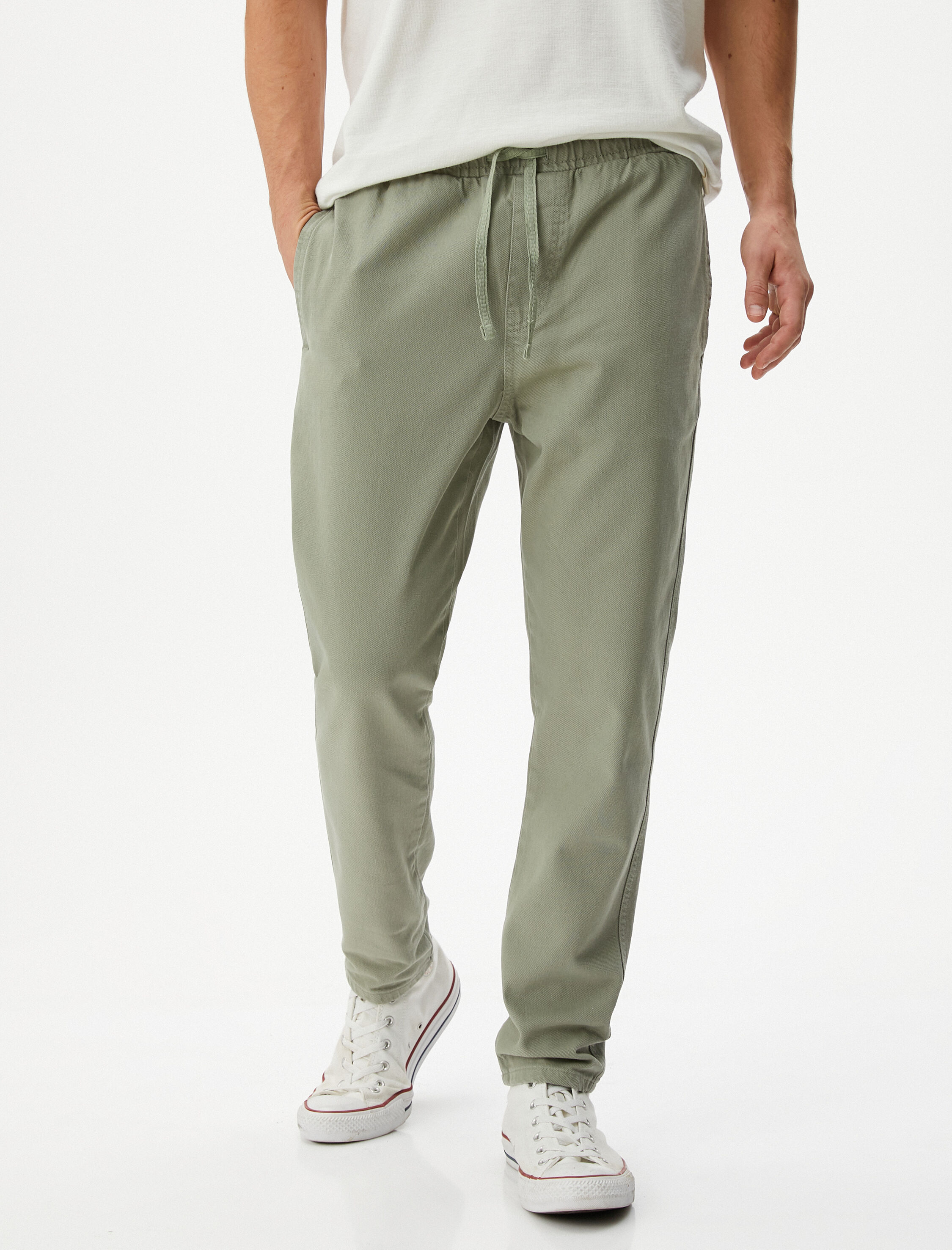   Beli Bağcıklı Pantolon Dokuma Cep Detaylı