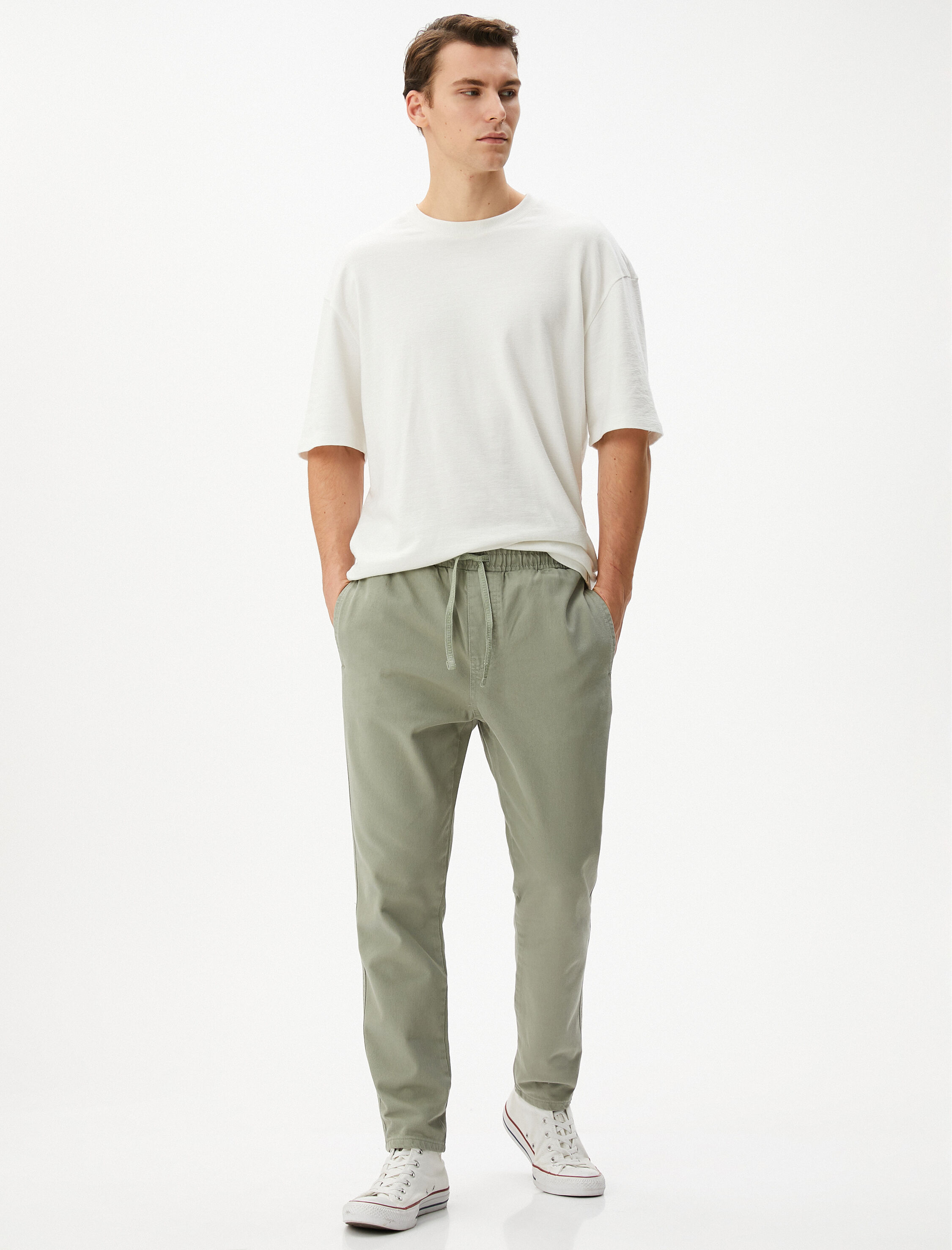   Beli Bağcıklı Pantolon Dokuma Cep Detaylı