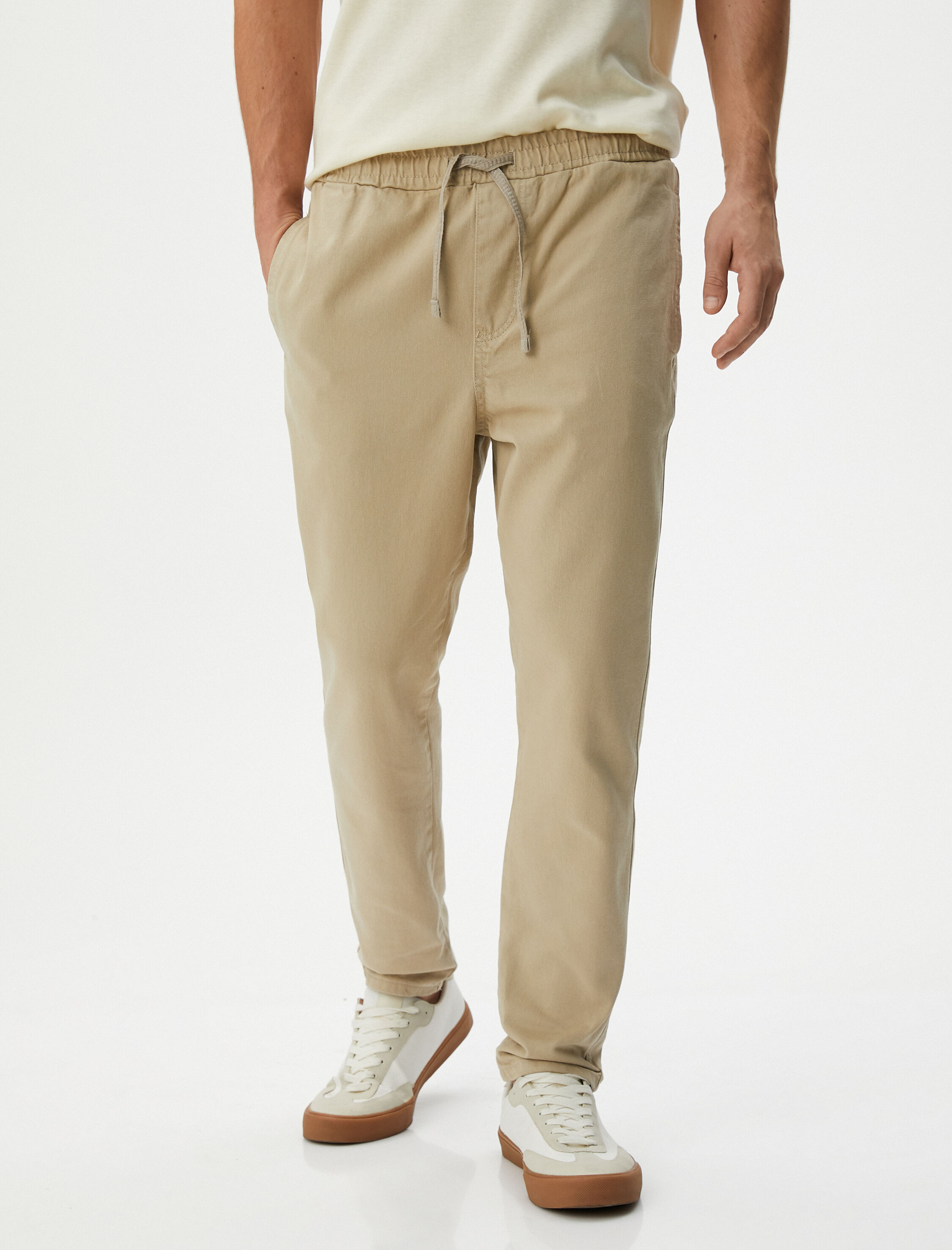   Jogger Pantolon Cep Detaylı Beli Bağcıklı Pamuklu