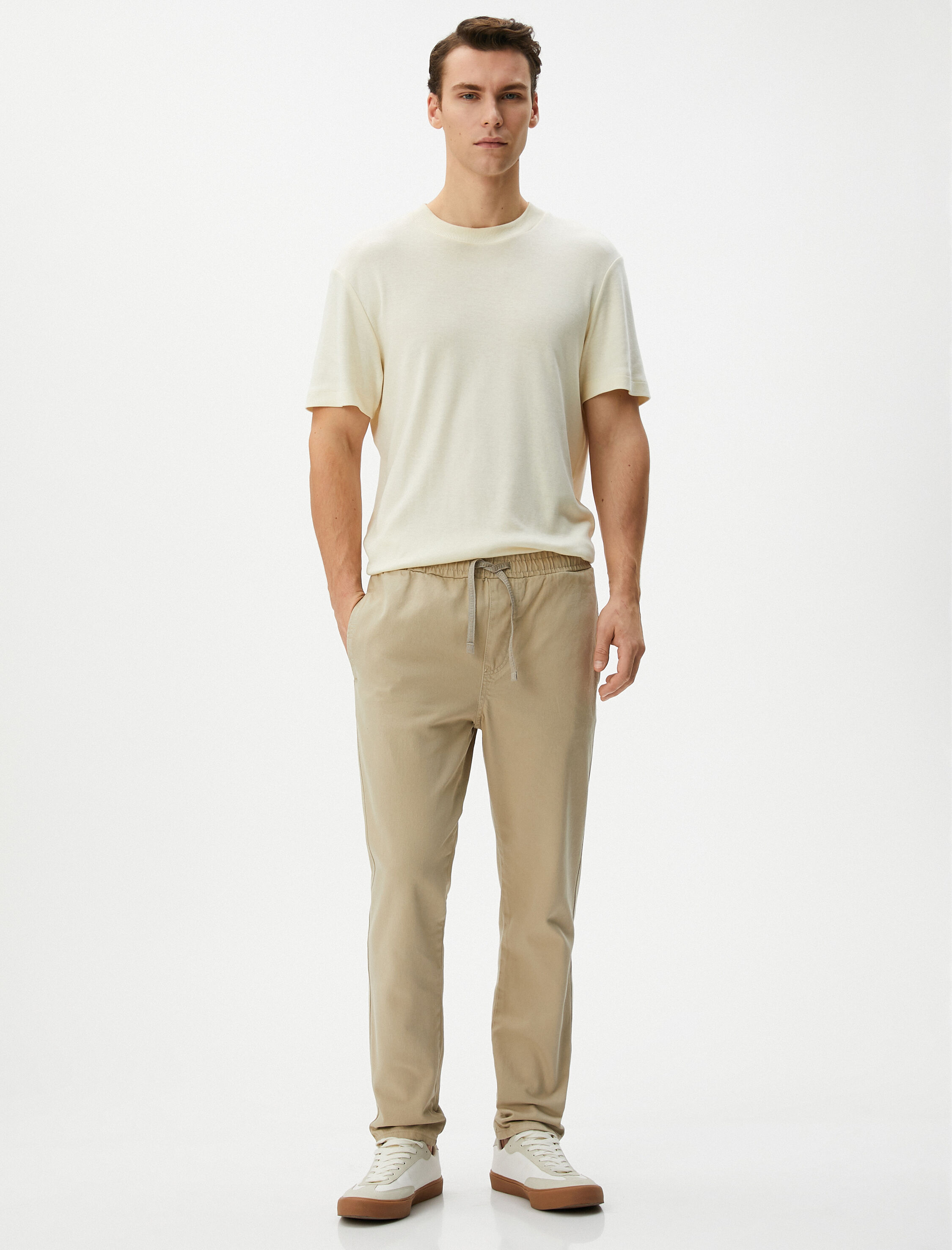   Jogger Pantolon Cep Detaylı Beli Bağcıklı Pamuklu