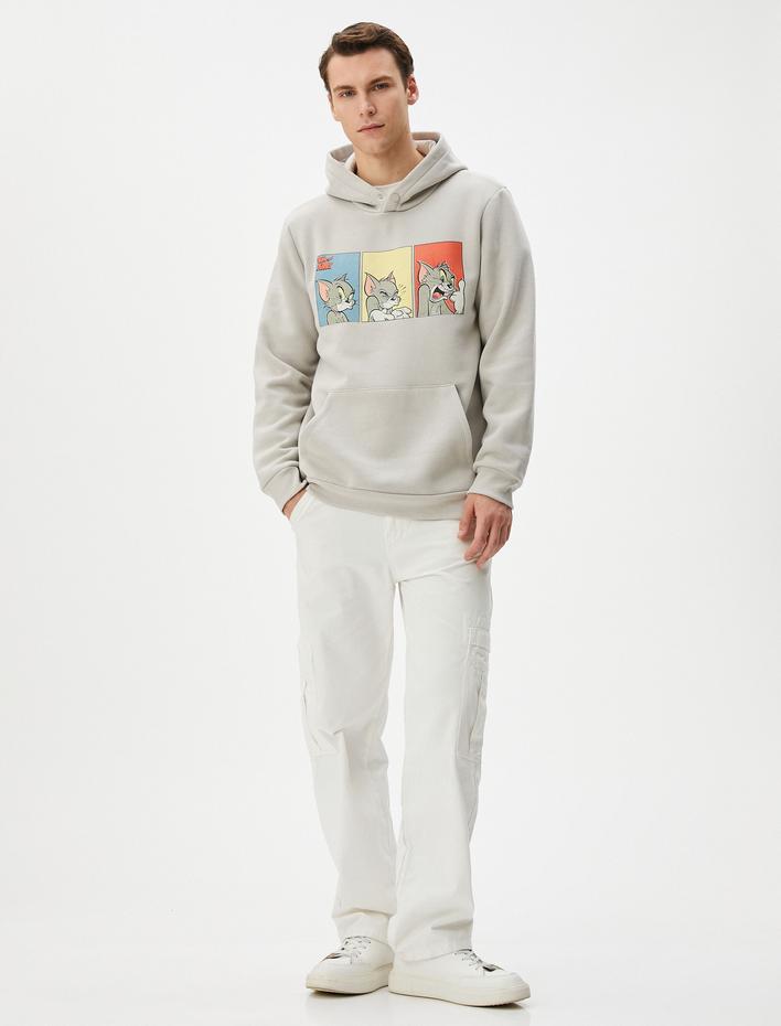  Tom ve Jerry Hoodie Kanguru Cepli Lisanslı Baskılı Şardonlu