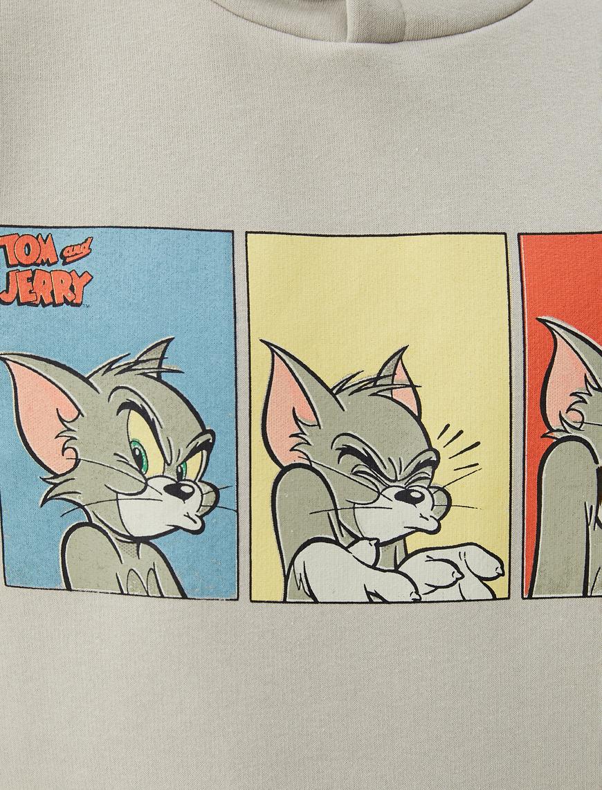   Tom ve Jerry Hoodie Kanguru Cepli Lisanslı Baskılı