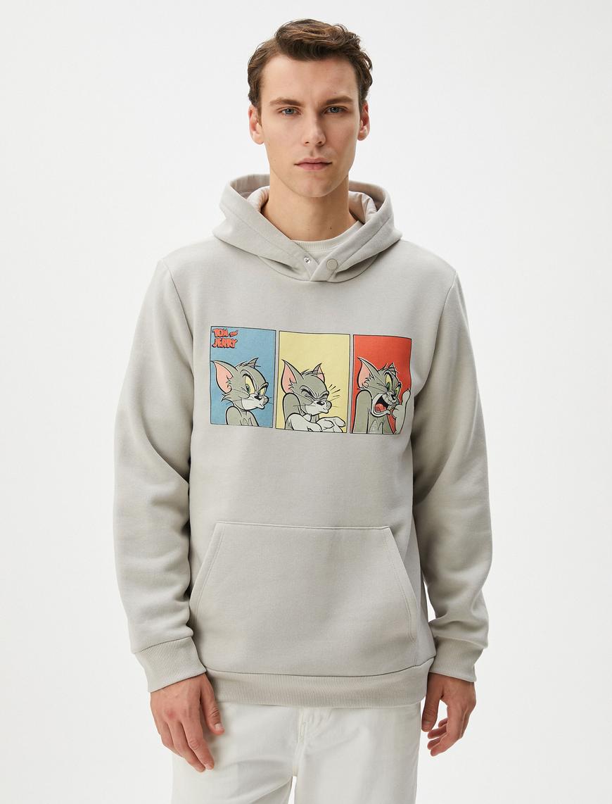   Tom ve Jerry Hoodie Kanguru Cepli Lisanslı Baskılı