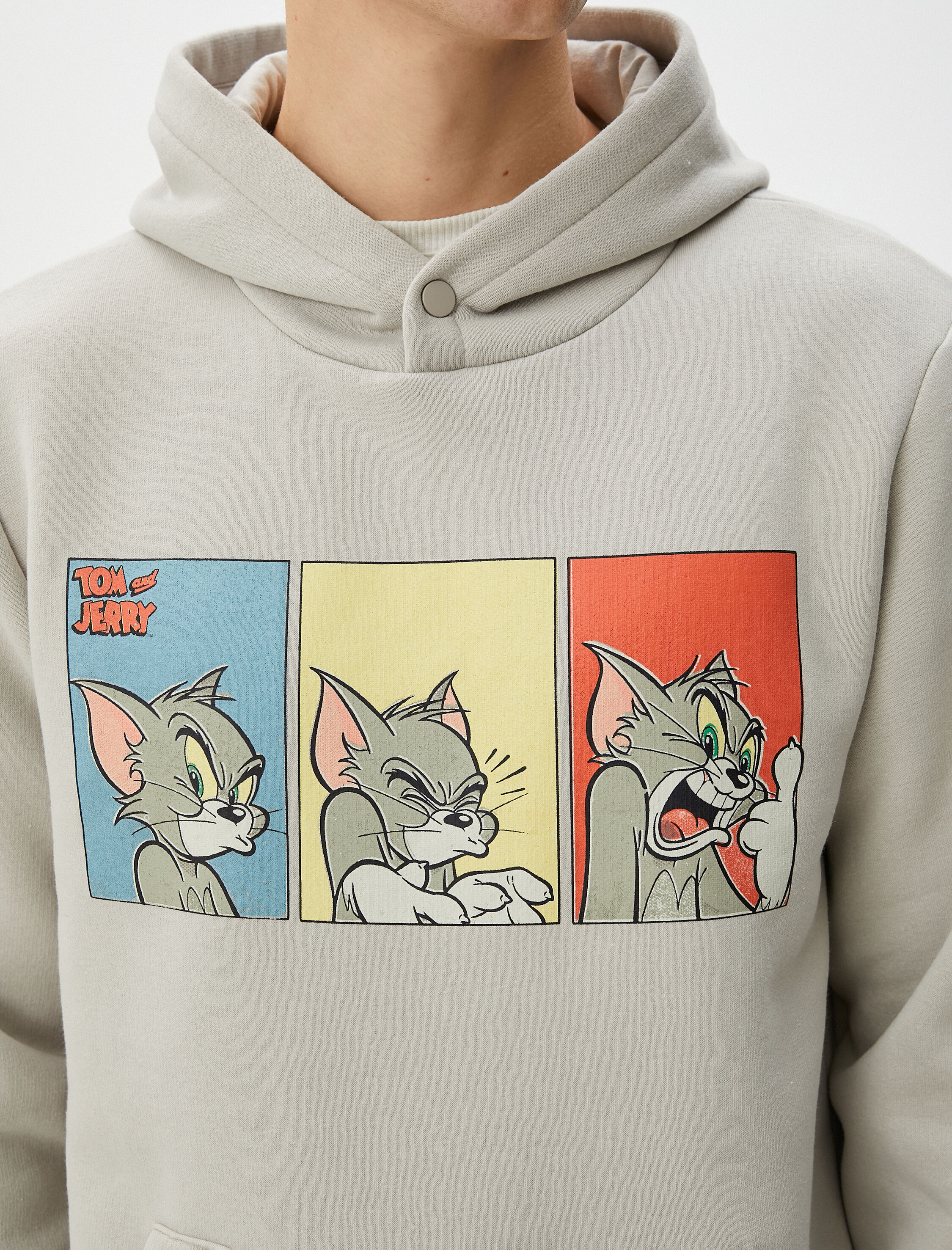 Tom ve Jerry Hoodie Kanguru Cepli Lisanslı Baskılı Şardonlu