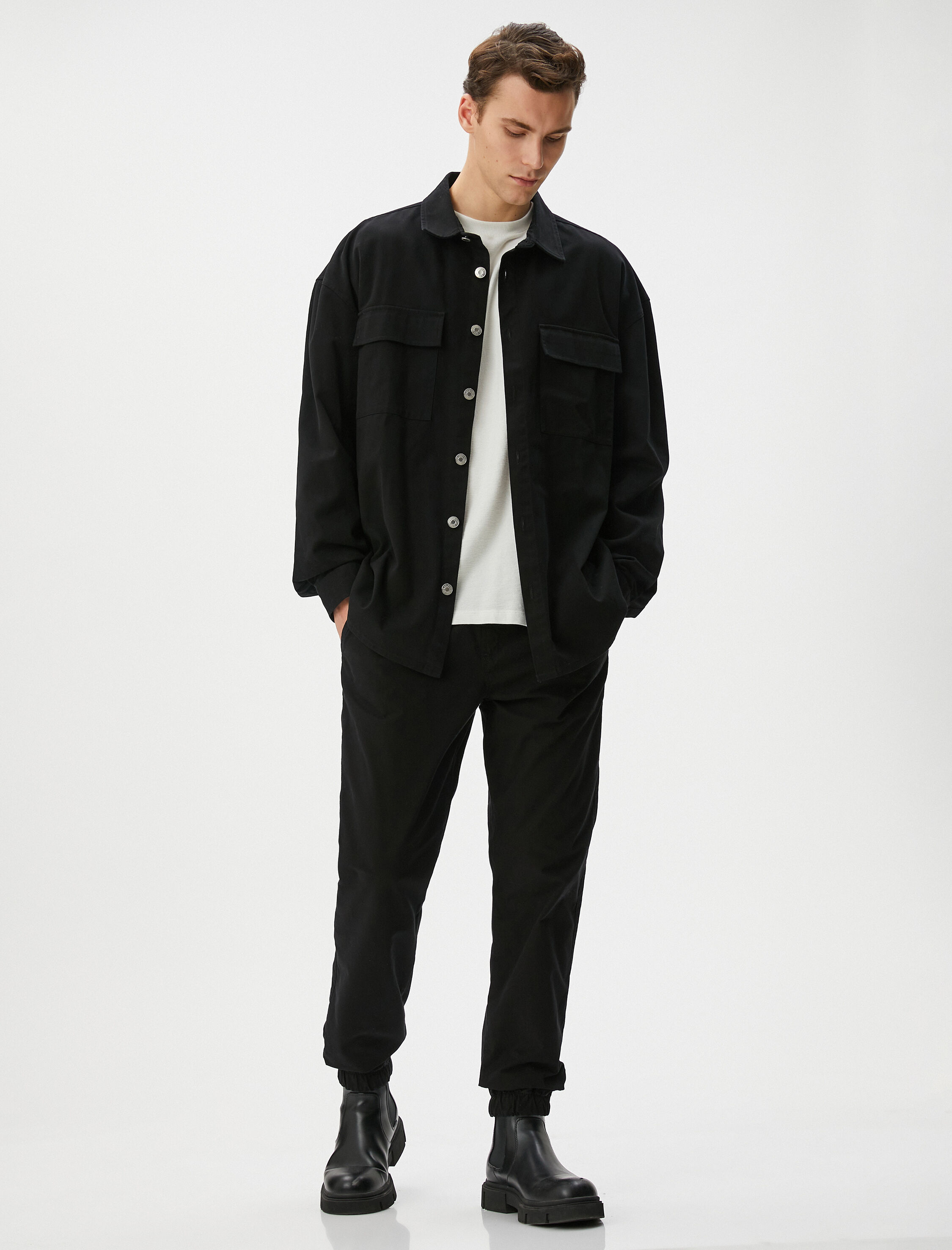   Jogger Pantolon Yıkamalı Rahat Kesim Beli Bağcıklı Cep Detaylı