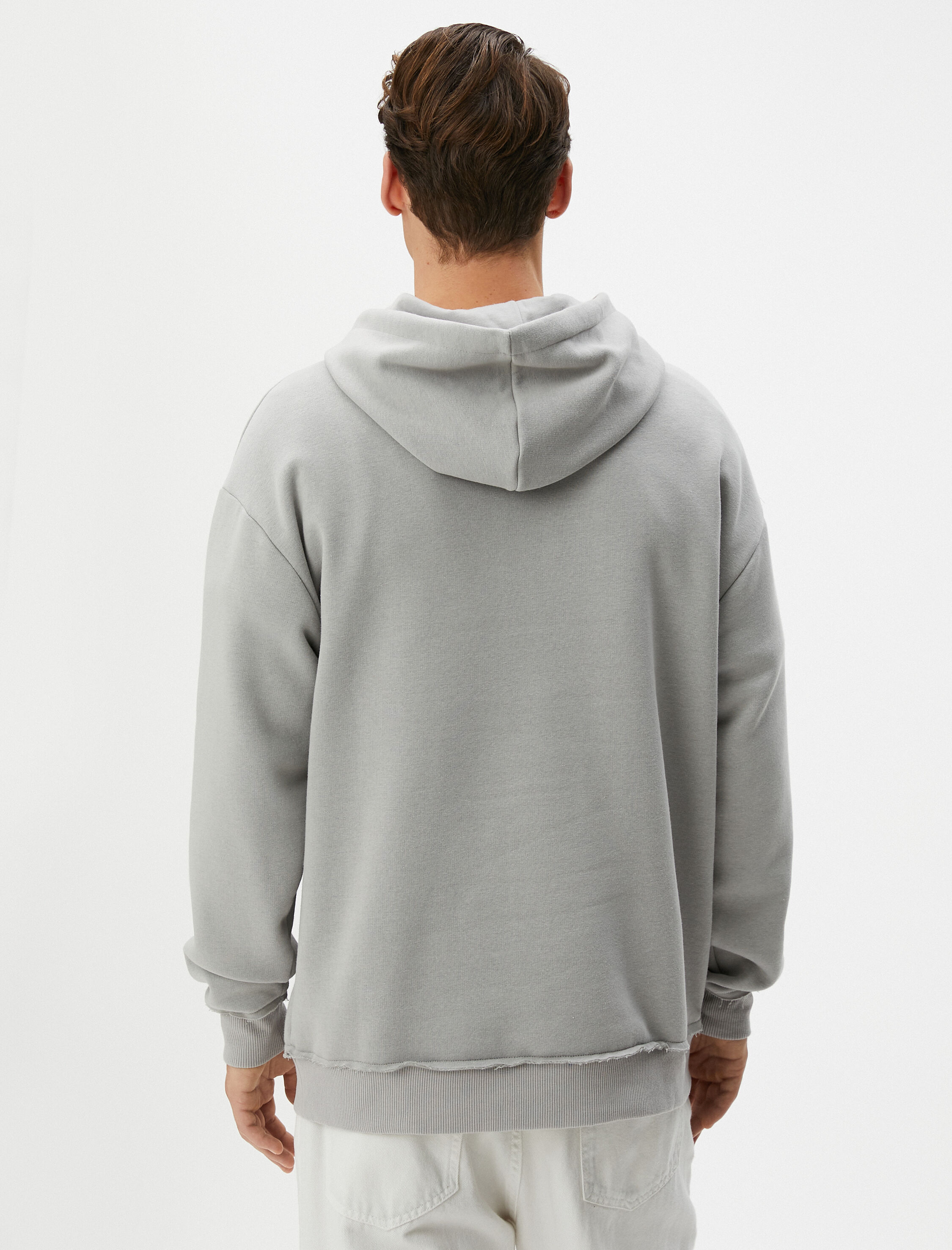Oversize Kapşonlu Sweatshirt Kuru Kafa Baskılı Şardonlu