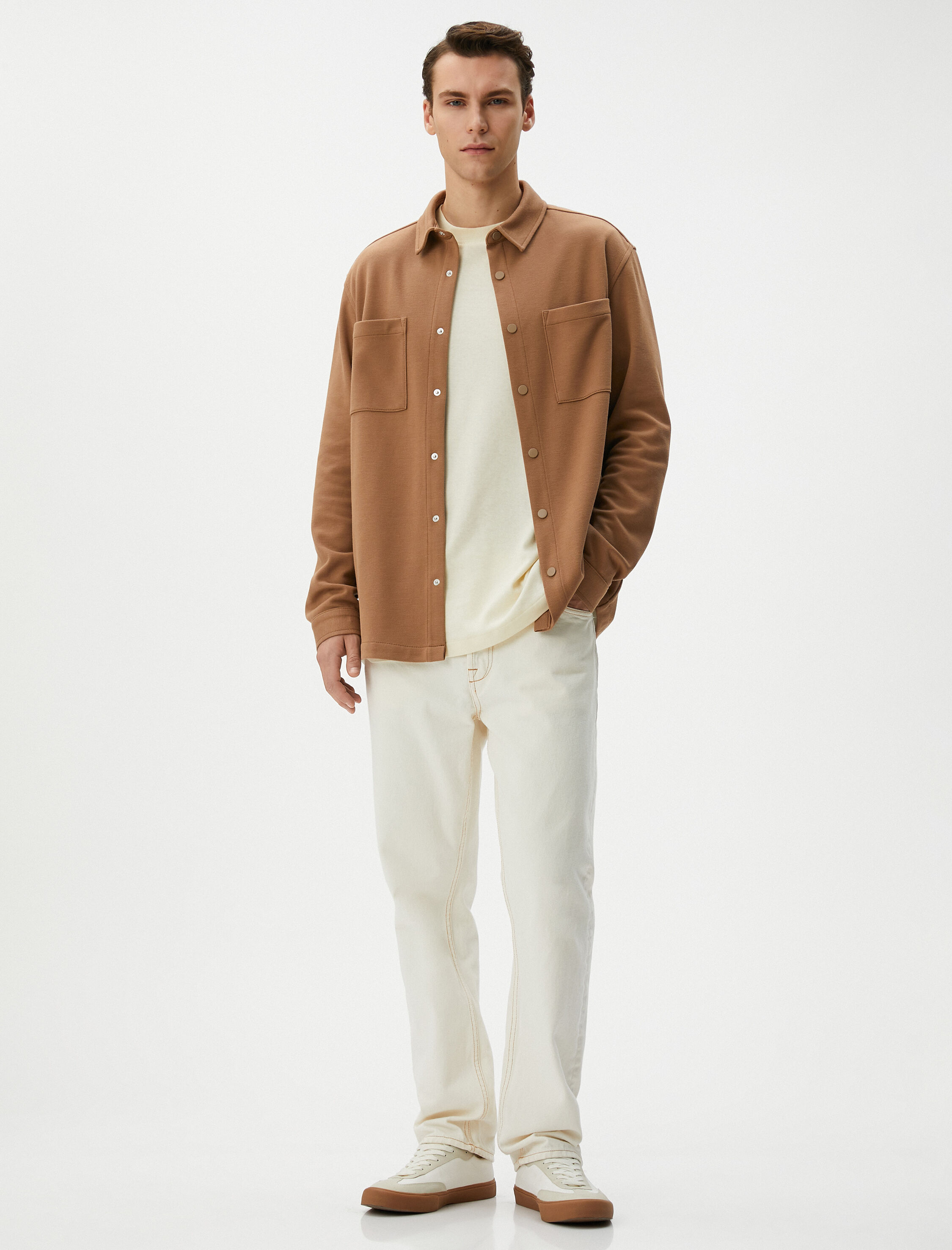   Spor Gömlek Uzun Kollu Klasik Yaka Cep Detaylı Çıtçıt Düğmeli