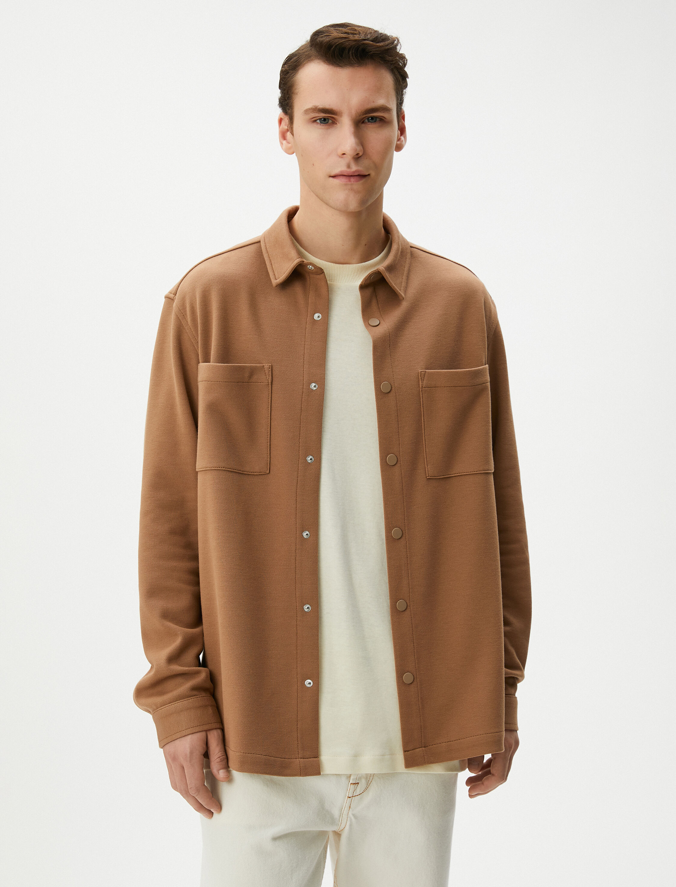   Spor Gömlek Uzun Kollu Klasik Yaka Cep Detaylı Çıtçıt Düğmeli