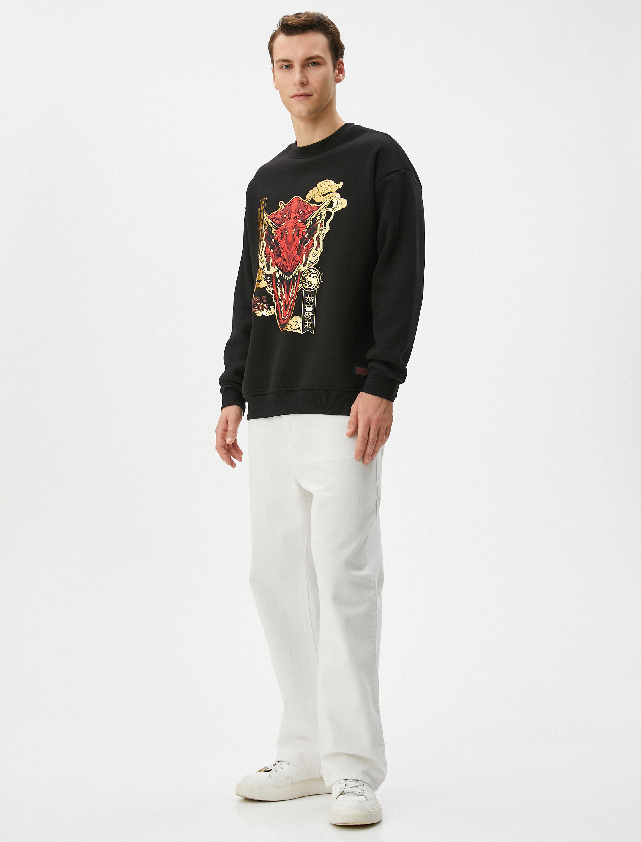   House Of The Dragon Oversize Sweatshirt Lisanslı Baskılı Şardonlu