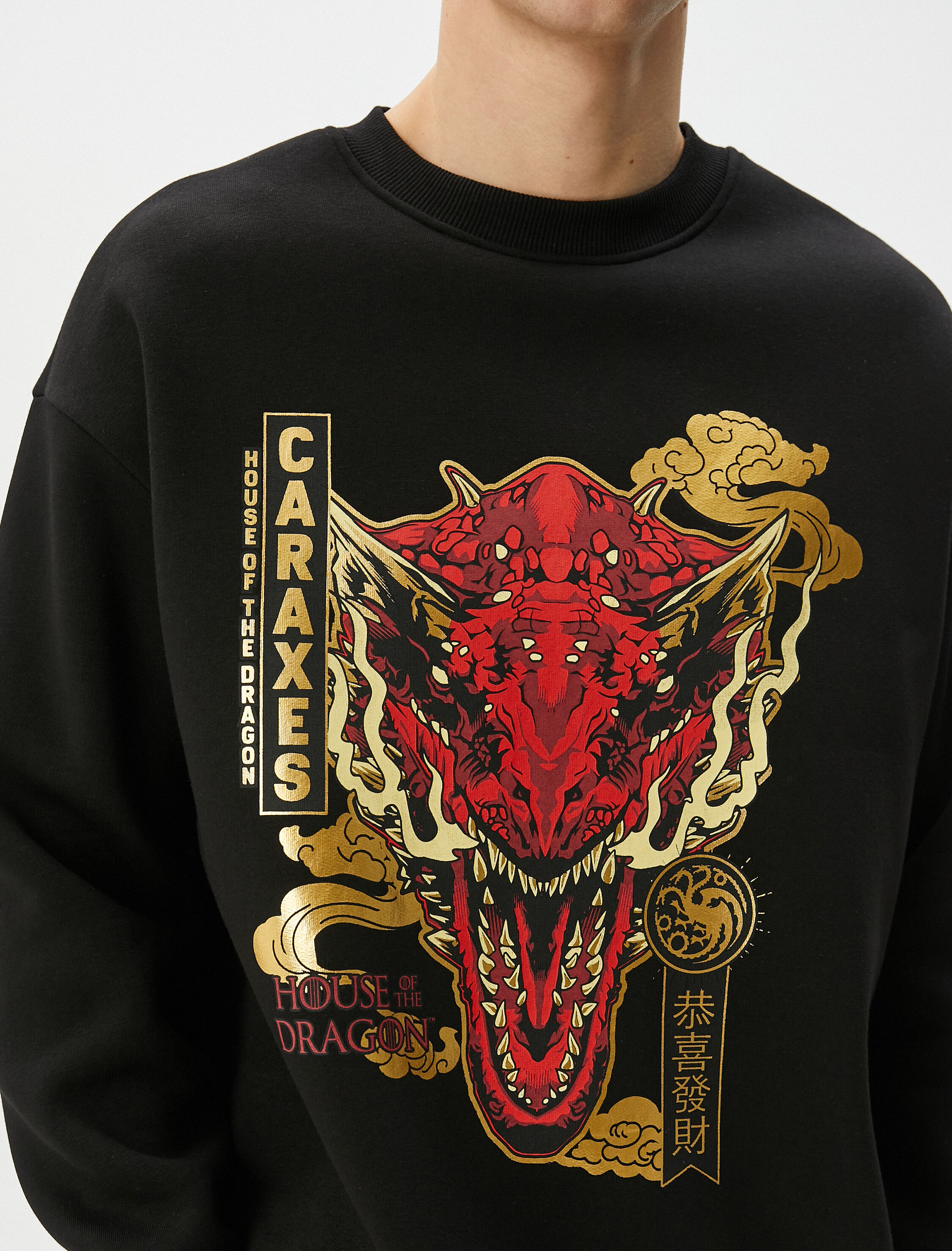   House Of The Dragon Oversize Sweatshirt Lisanslı Baskılı Şardonlu