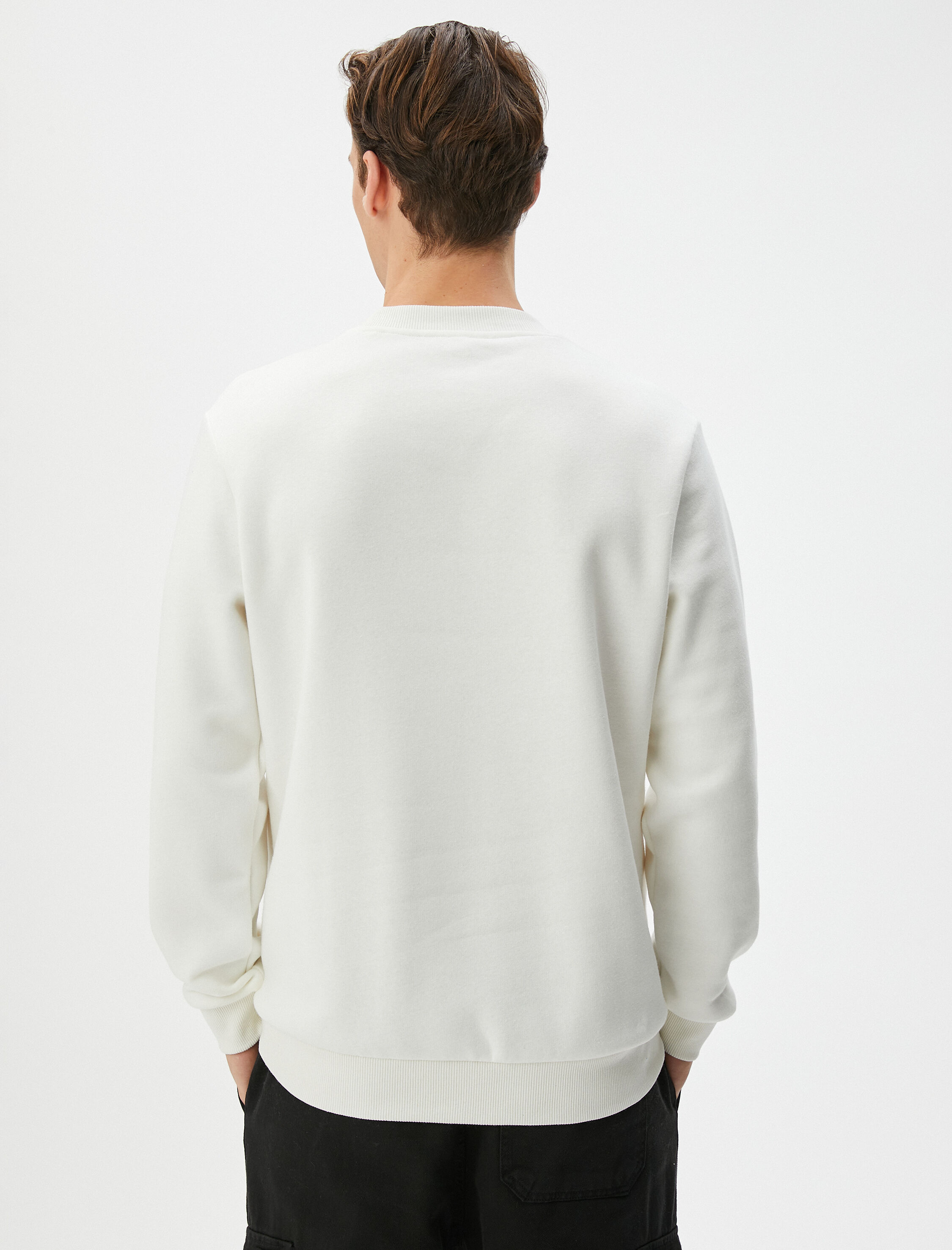   Slogan Baskılı Sweatshirt Uzakdoğu Temalı Bisiklet Yaka Şardonlu